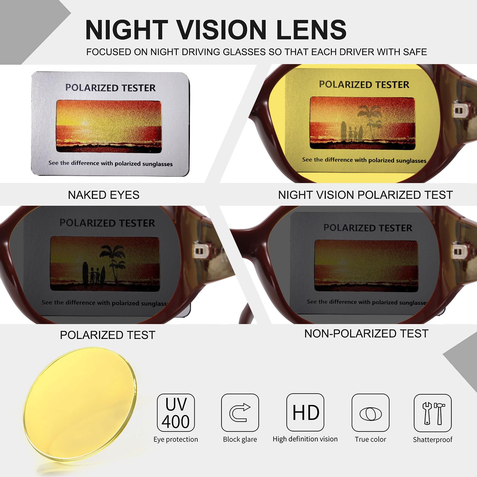 HAOLOTA Rhinestone Night Driving Glasses Women NV0008