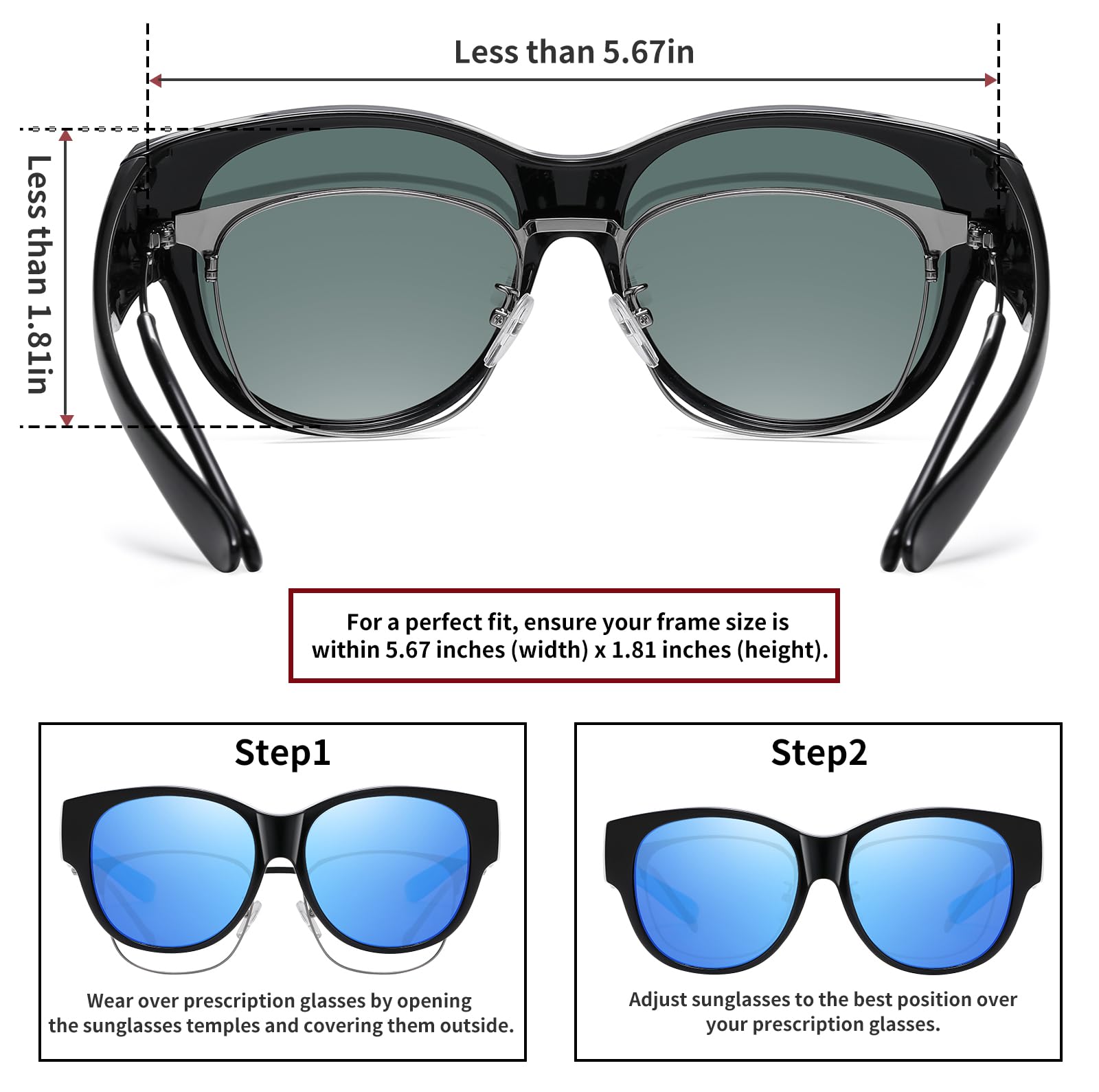 HAOLOTA Cat Eye Sunglasses Over Glasses SG0179