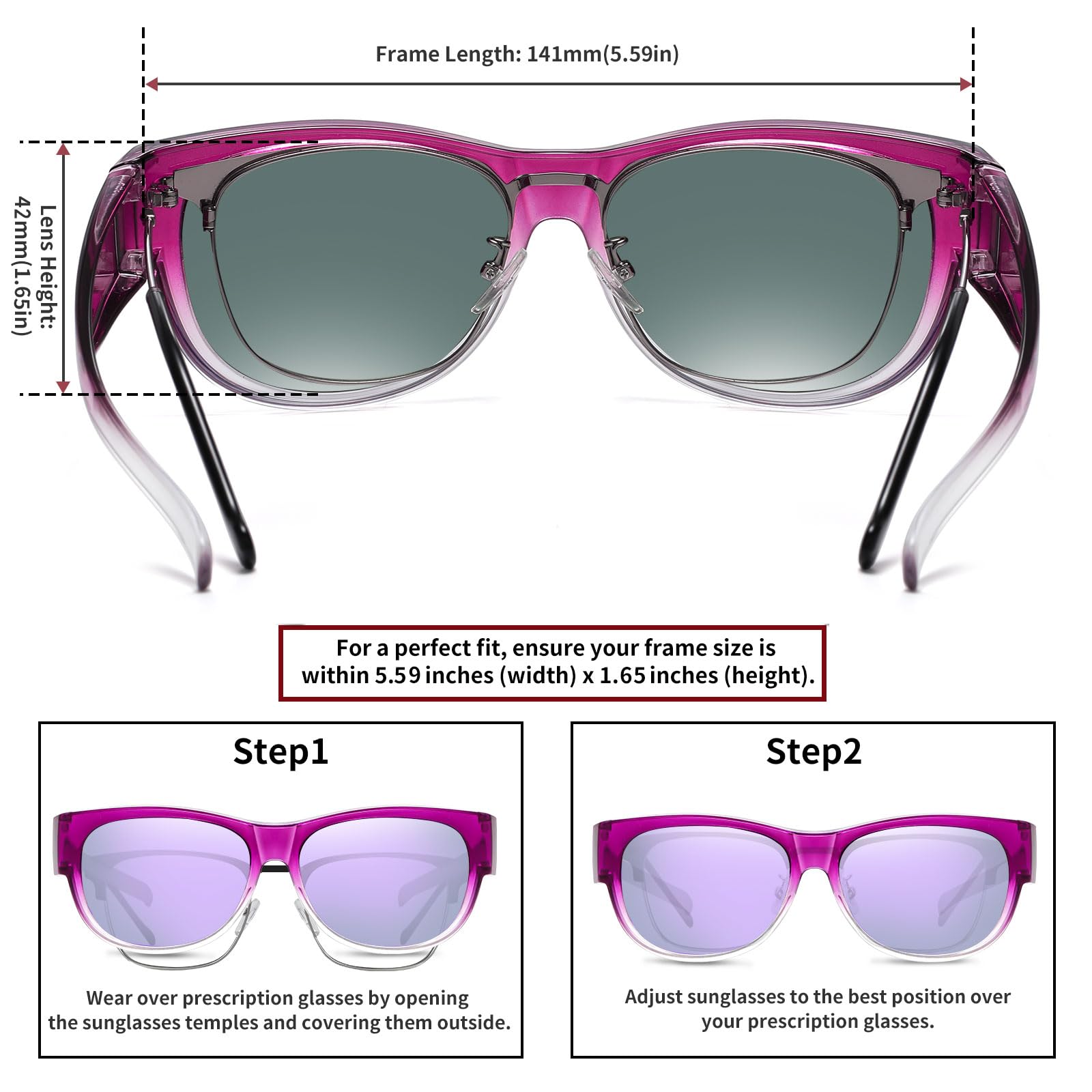 HAOLOTA Cat Eye Sunglasses Over Glasses Women SG0173