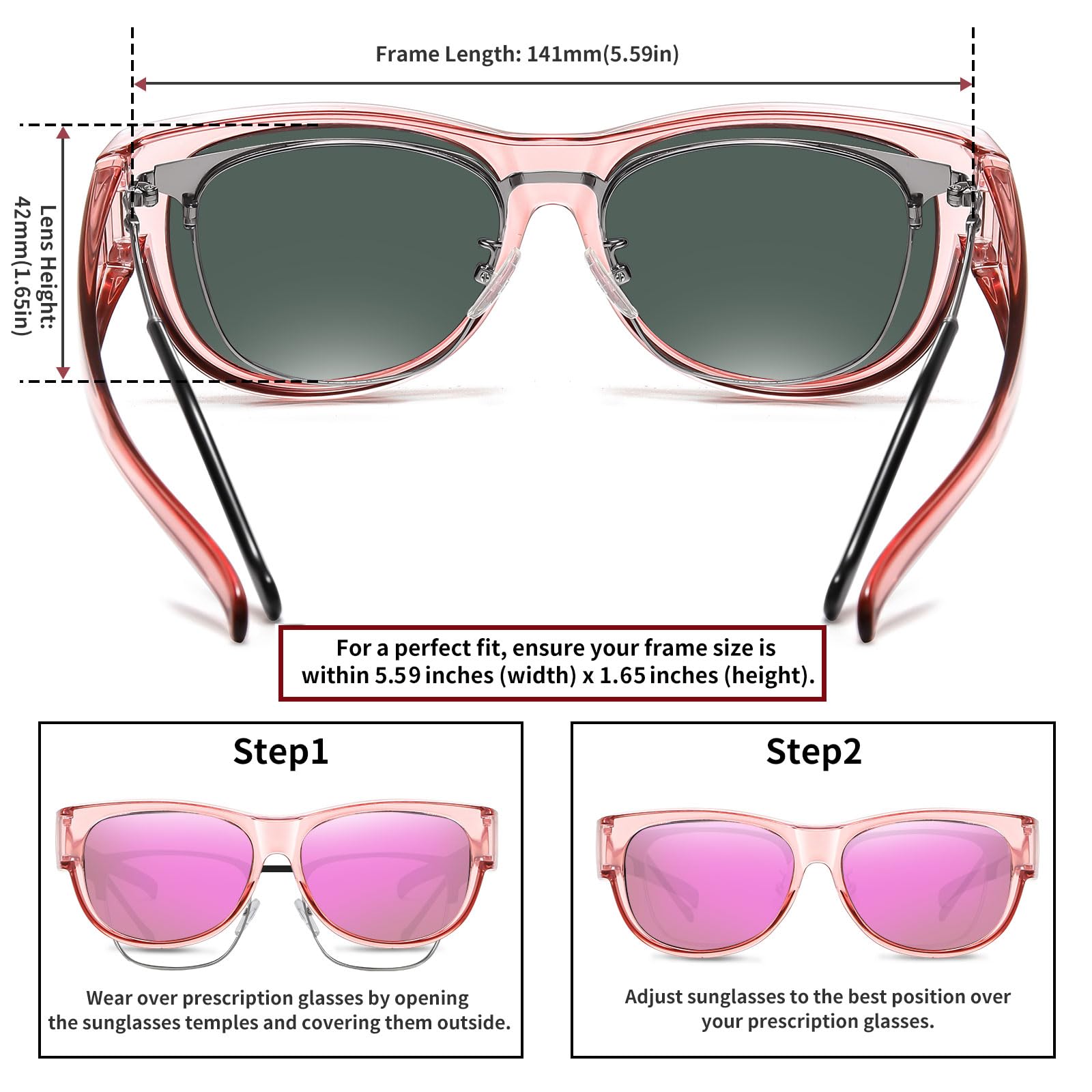 HAOLOTA Cat Eye Sunglasses Over Glasses Women SG0173