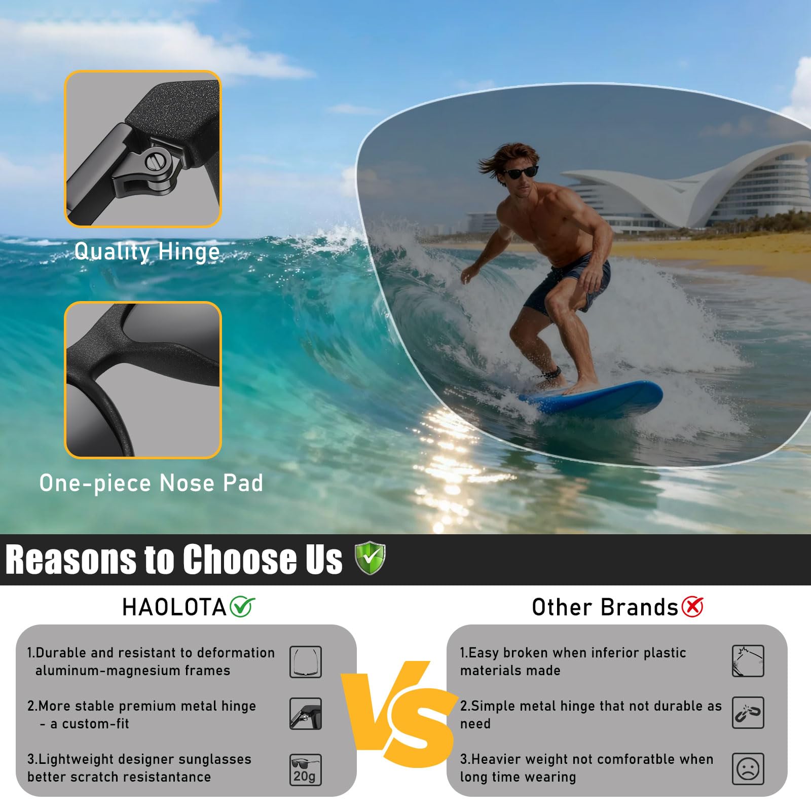 HAOLOTA Ultralight Carbon Fiber Sunglasses Men SG8001