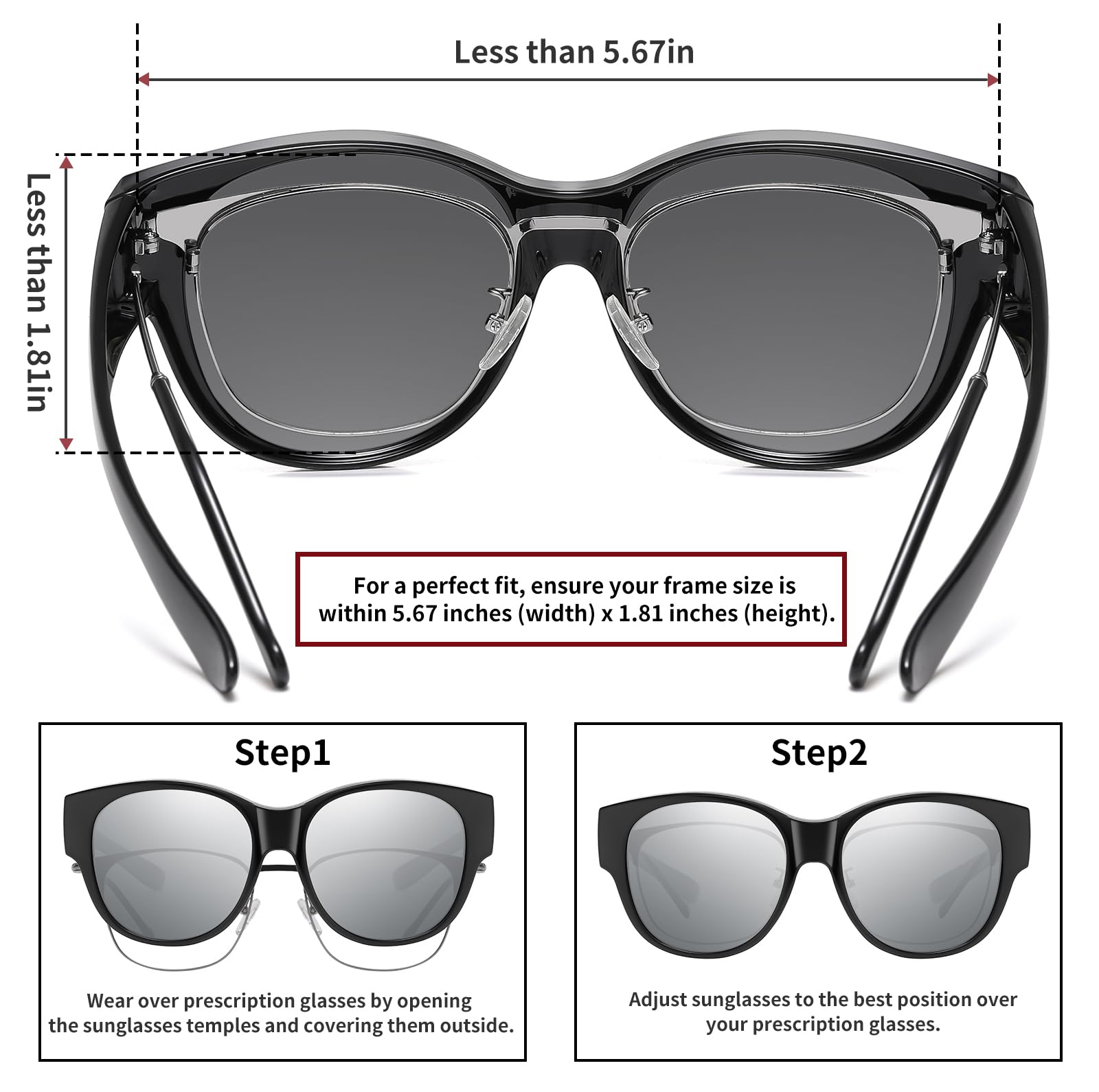 HAOLOTA Cat Eye Sunglasses Over Glasses SG0179