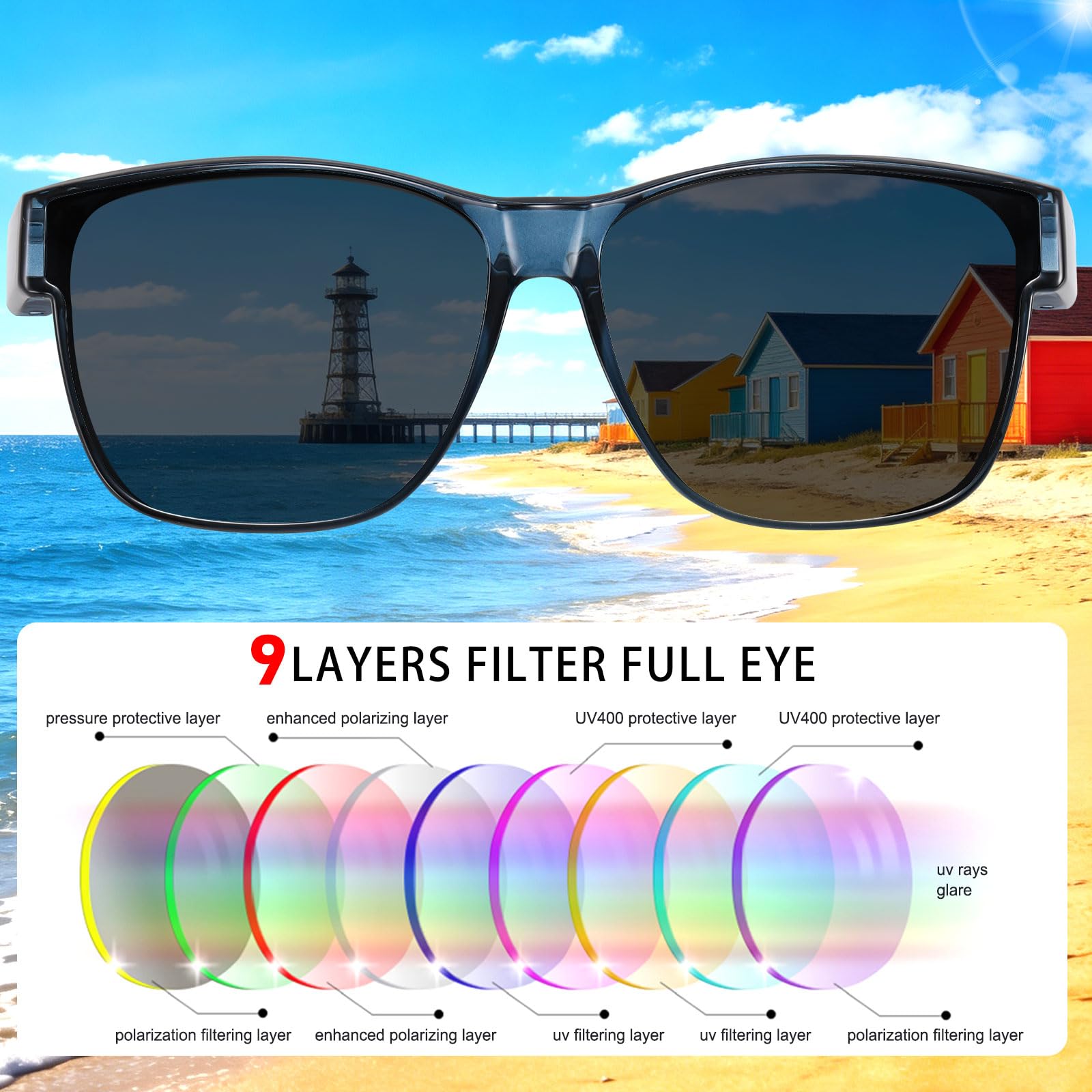 HAOLOTA Square Shades Fit-Over Sunglasses Men SG0174M
