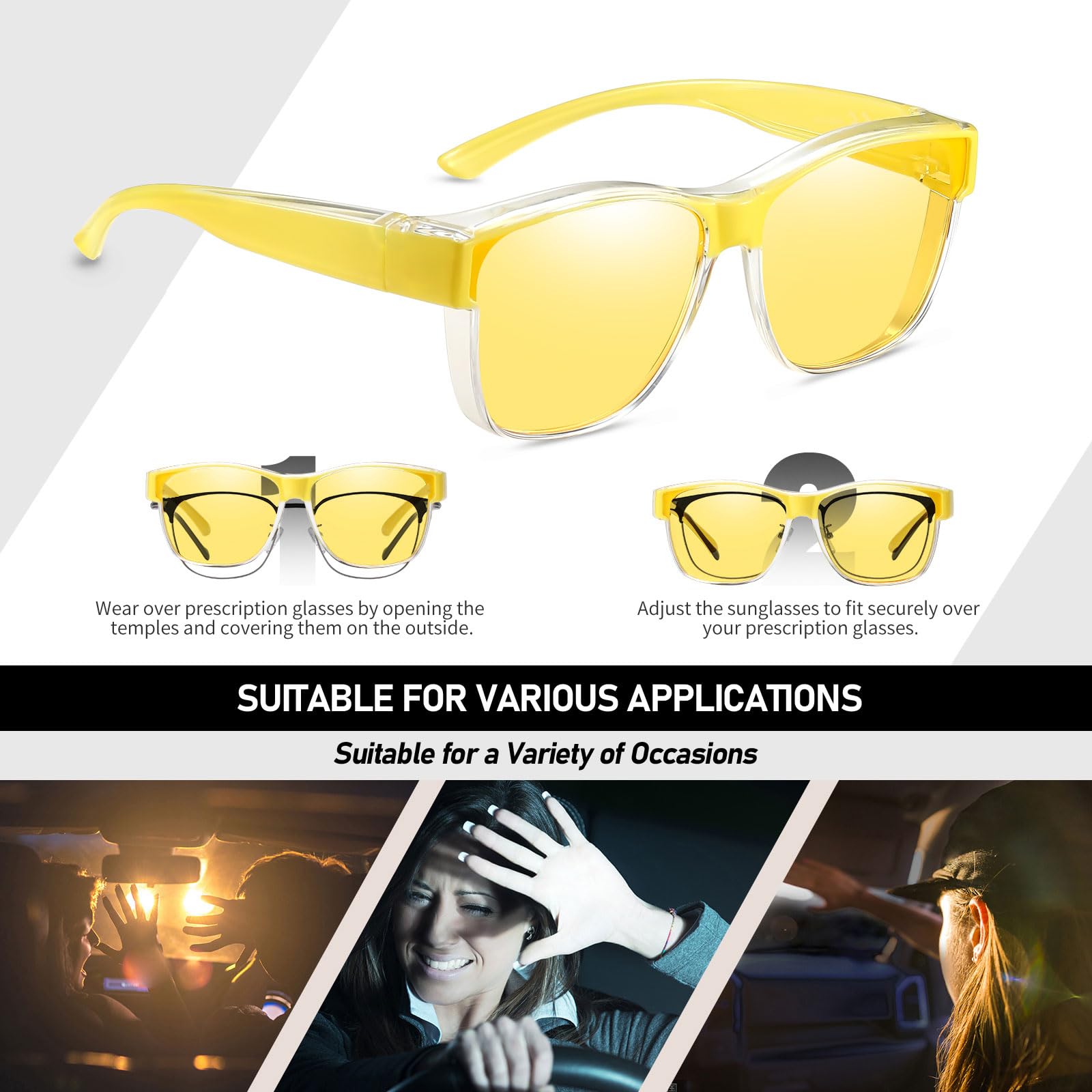HAOLOTA Square Night Vision Driving Over Glasses NV0174L
