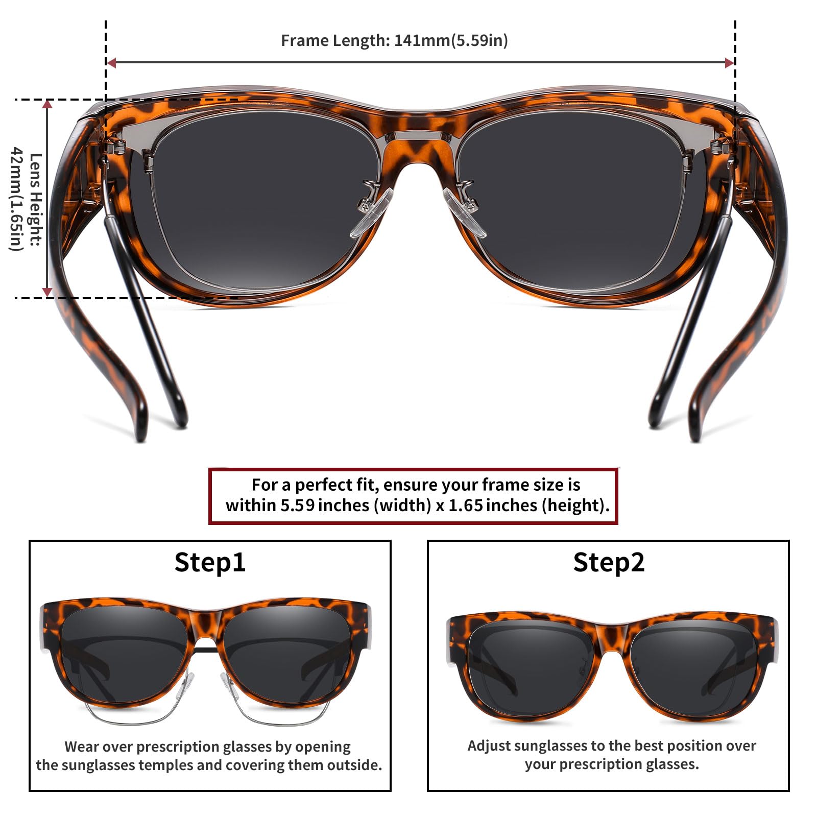 HAOLOTA Cat Eye Sunglasses Over Glasses Women SG0173