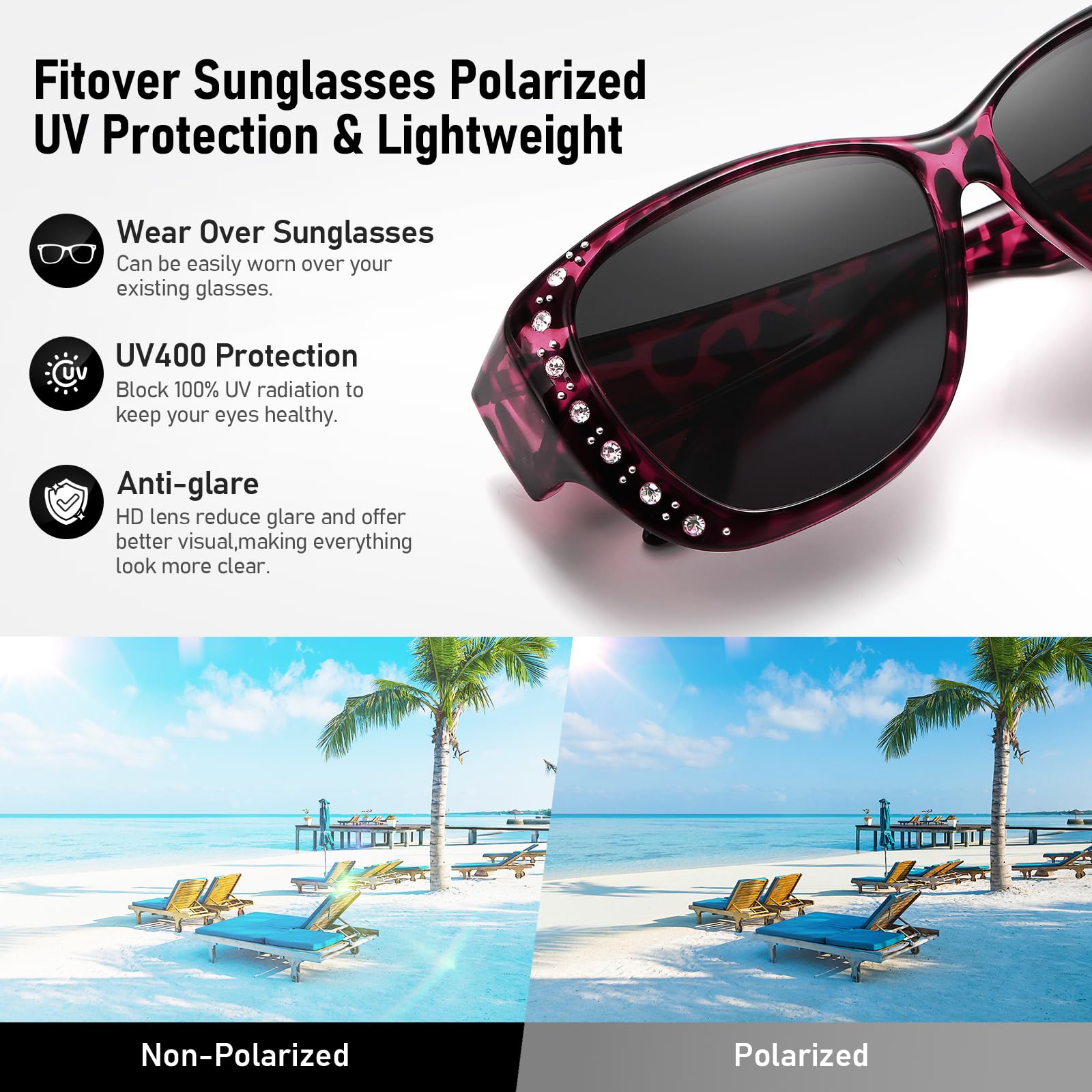 HAOLOTA Rhinestone Fit Over Sunglasses Women SG0107