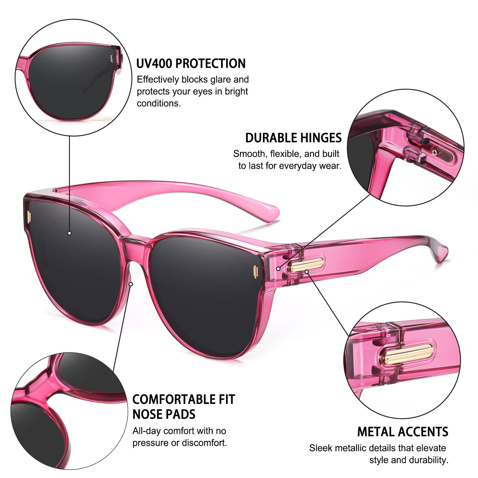 HAOLOTA Cat Eye Sunglasses Over Glasses Women SG0189