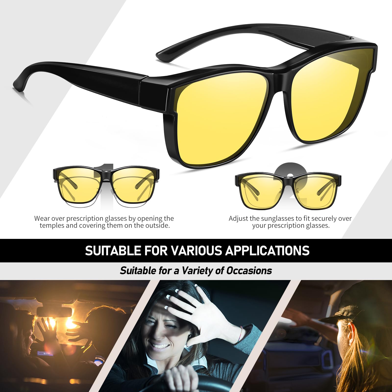 HAOLOTA Square Night Vision Driving Over Glasses NV0174L