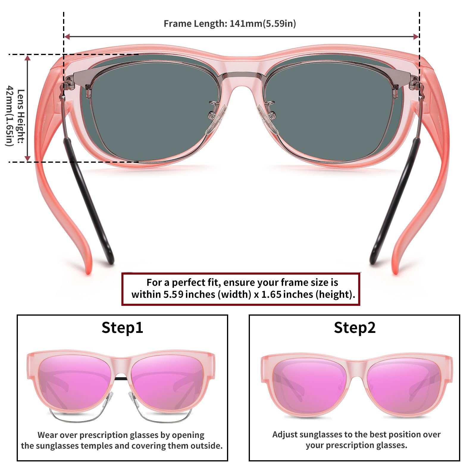 HAOLOTA Cat Eye Sunglasses Over Glasses Women SG0173