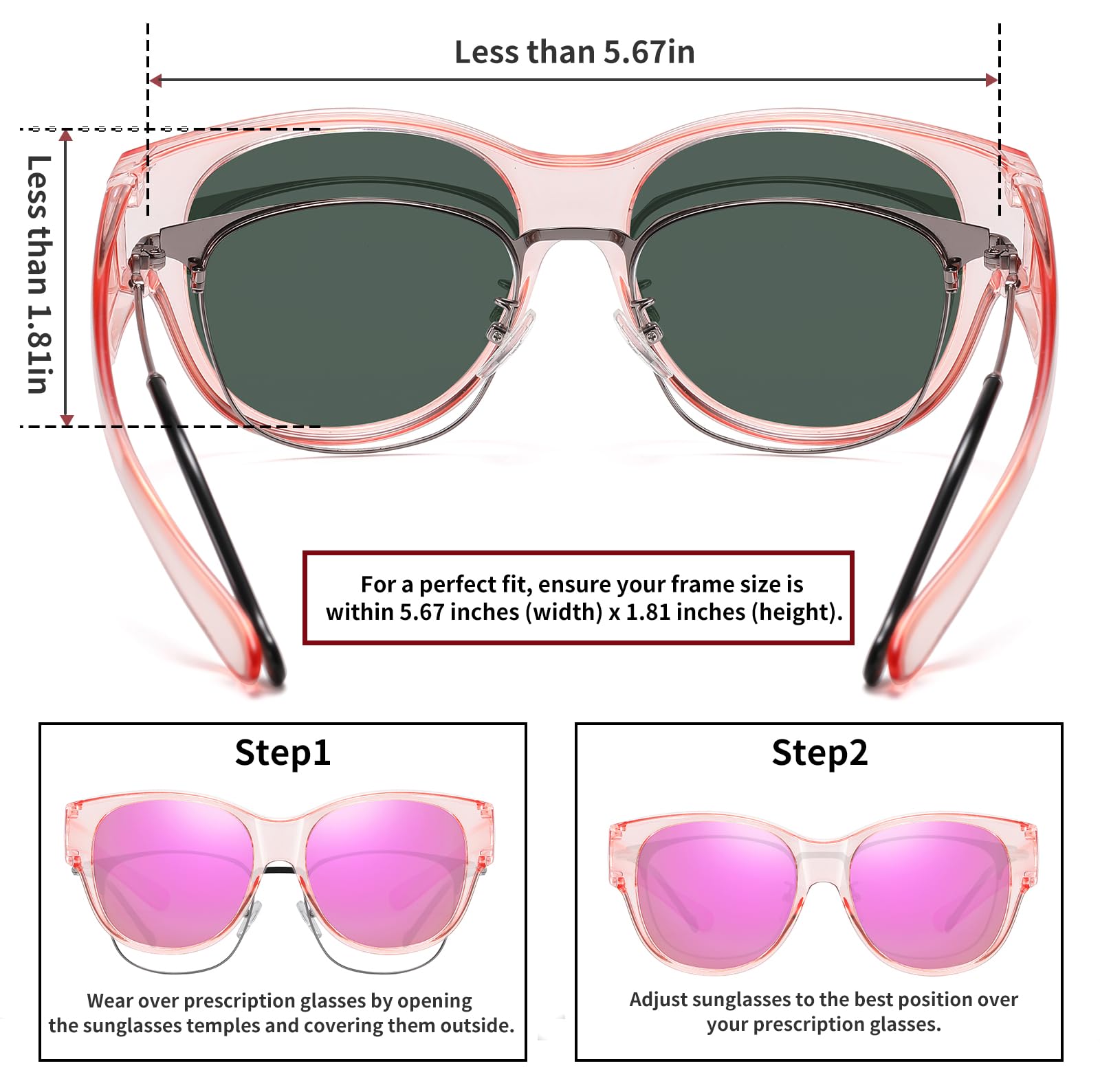 HAOLOTA Cat Eye Sunglasses Over Glasses SG0179