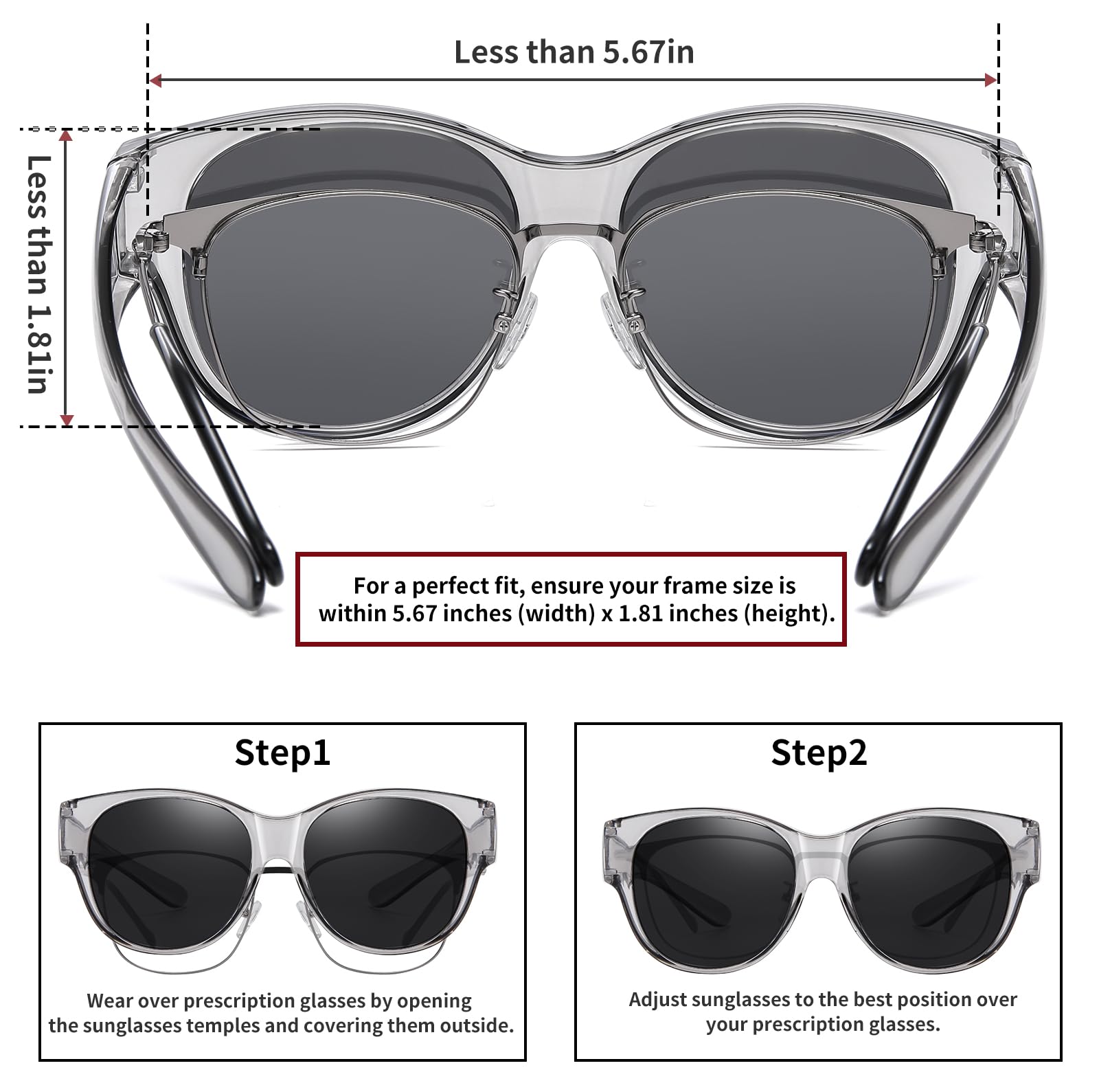 HAOLOTA Cat Eye Sunglasses Over Glasses SG0179