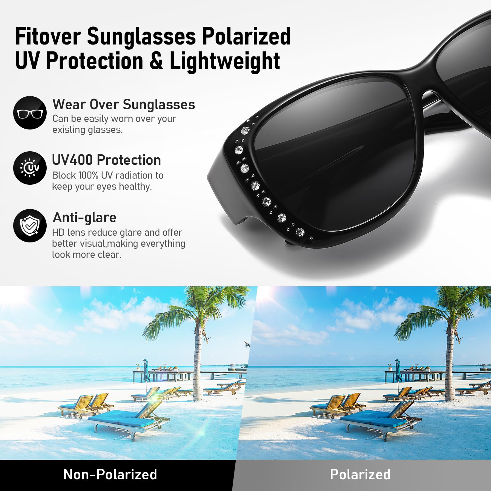 HAOLOTA Rhinestone Fit Over Sunglasses Women SG0107