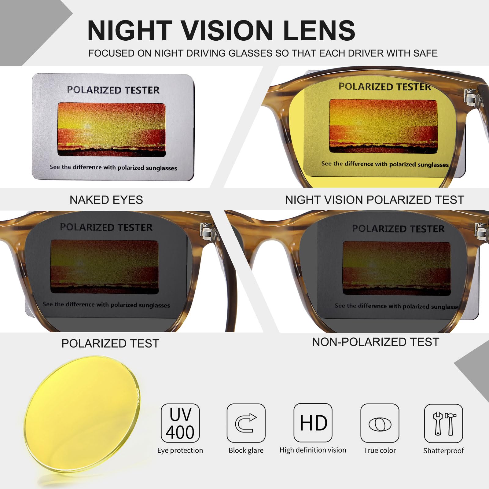 HAOLOTA Anti Glare Night Driving Glasses Women NV8081
