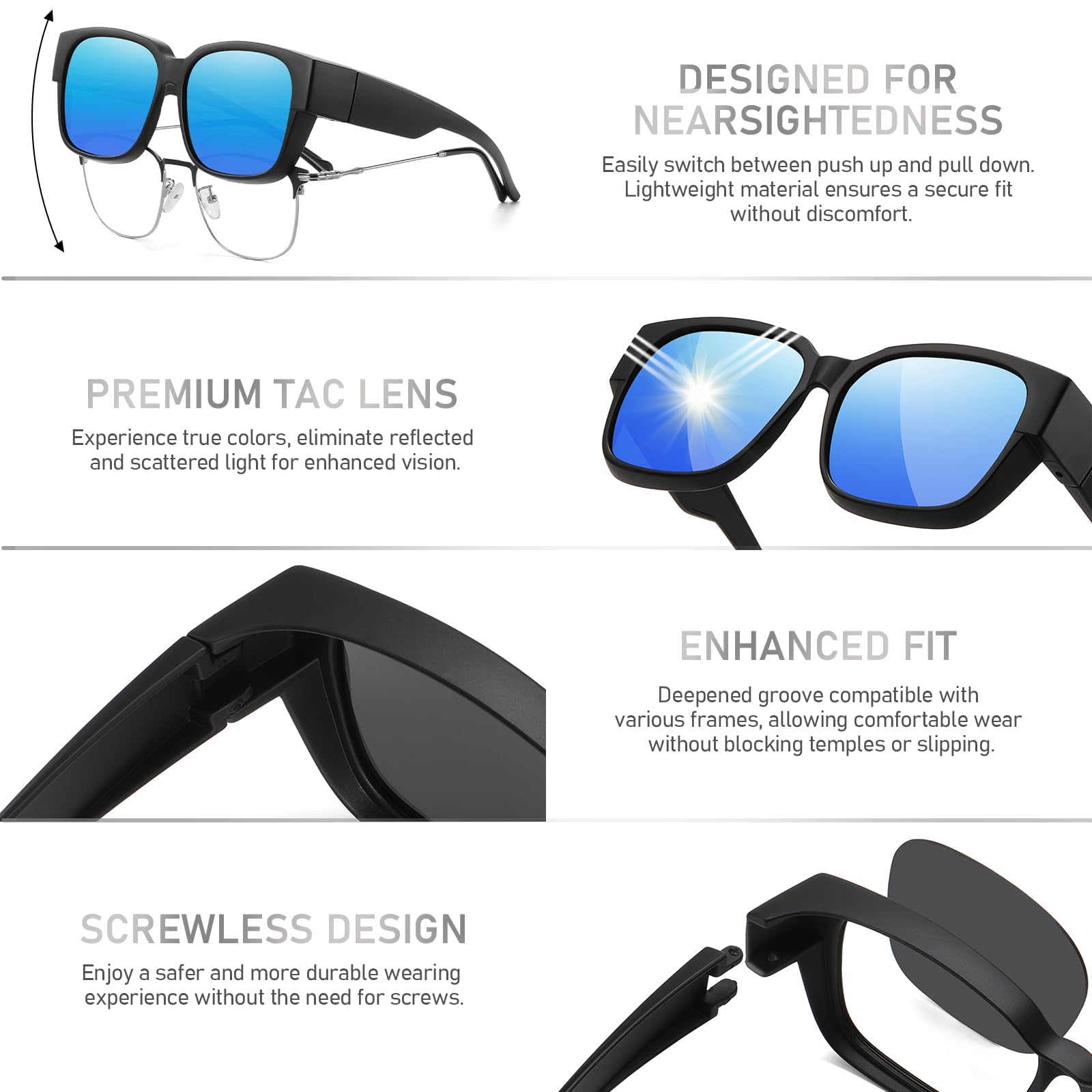 HAOLOTA 3pcs Polarized Over Sunglasses Men Women SG1824-3P