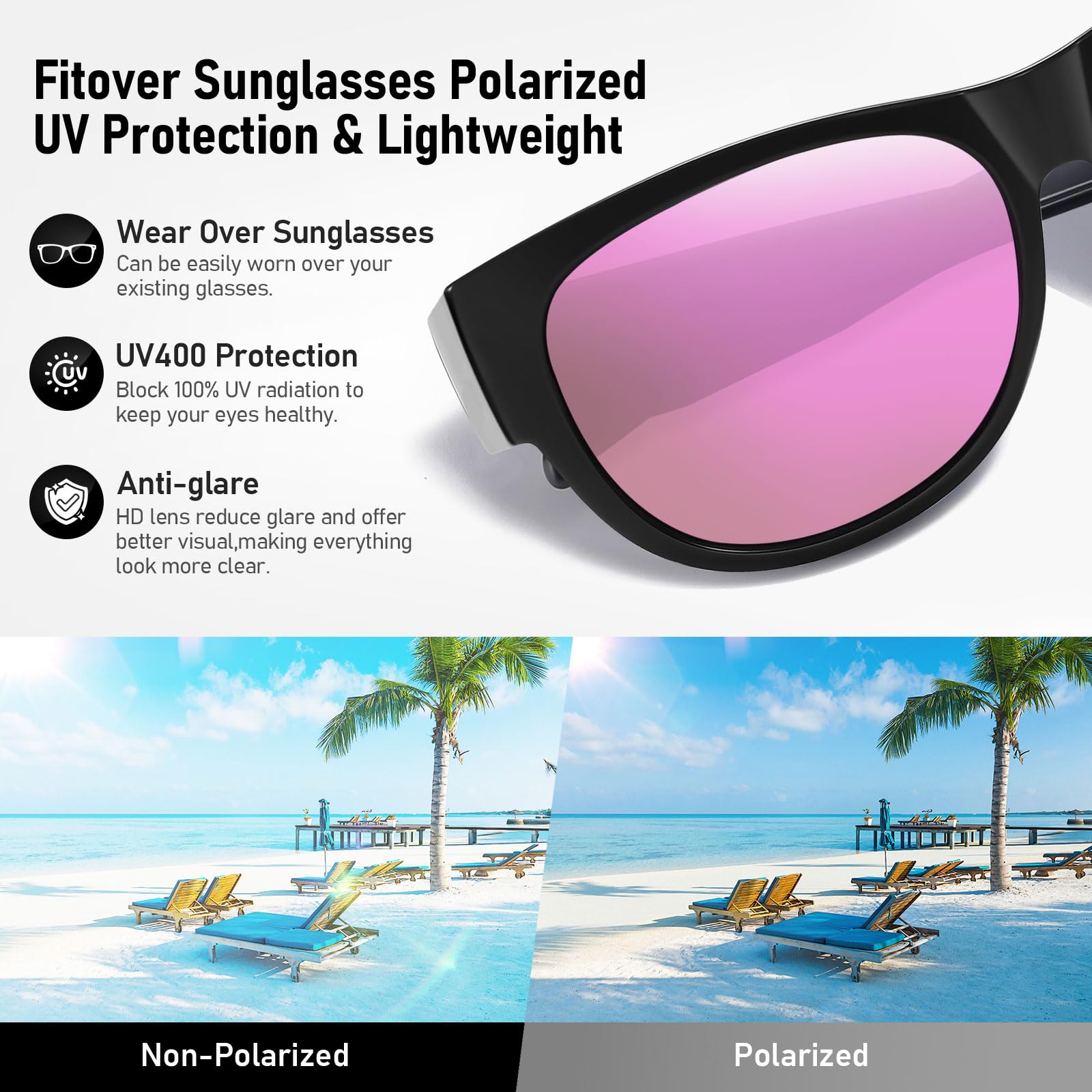 HAOLOTA Cat Eye Sunglasses Over Glasses Women SG0173