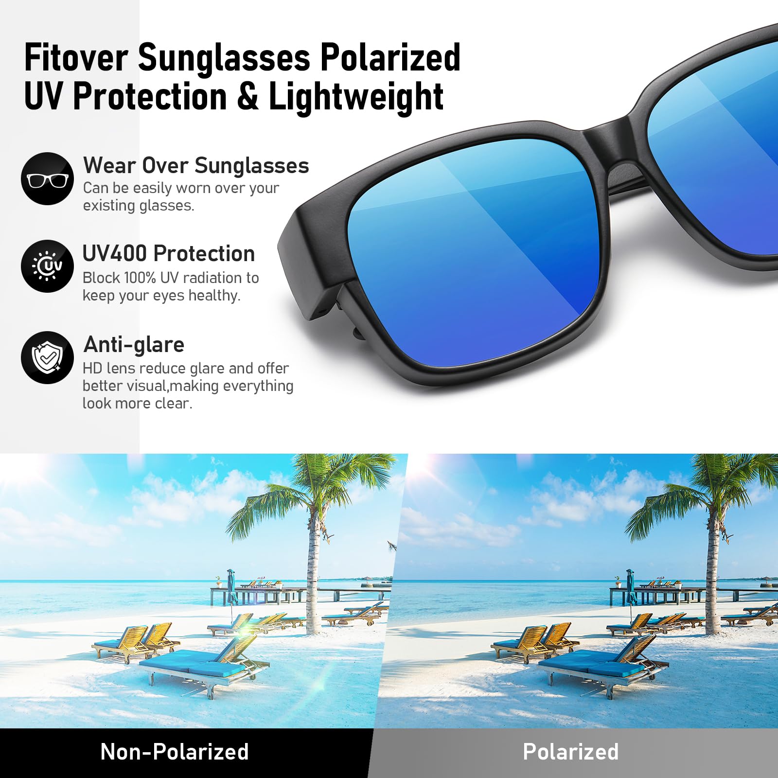 HAOLOTA 3pcs Polarized Over Sunglasses Men Women SG1824-3P