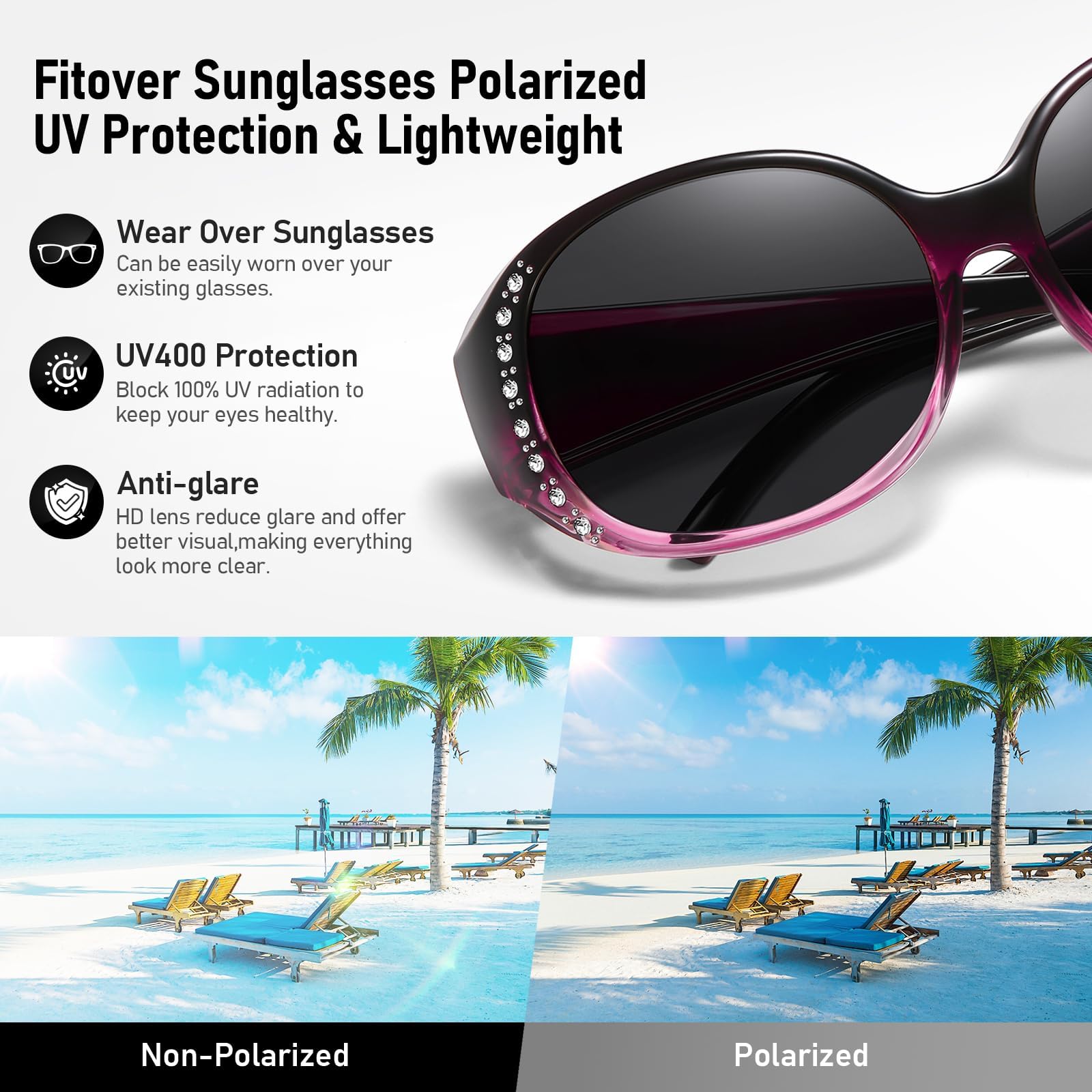HAOLOTA Rhinestone Fit Over Sunglasses Women SG0108