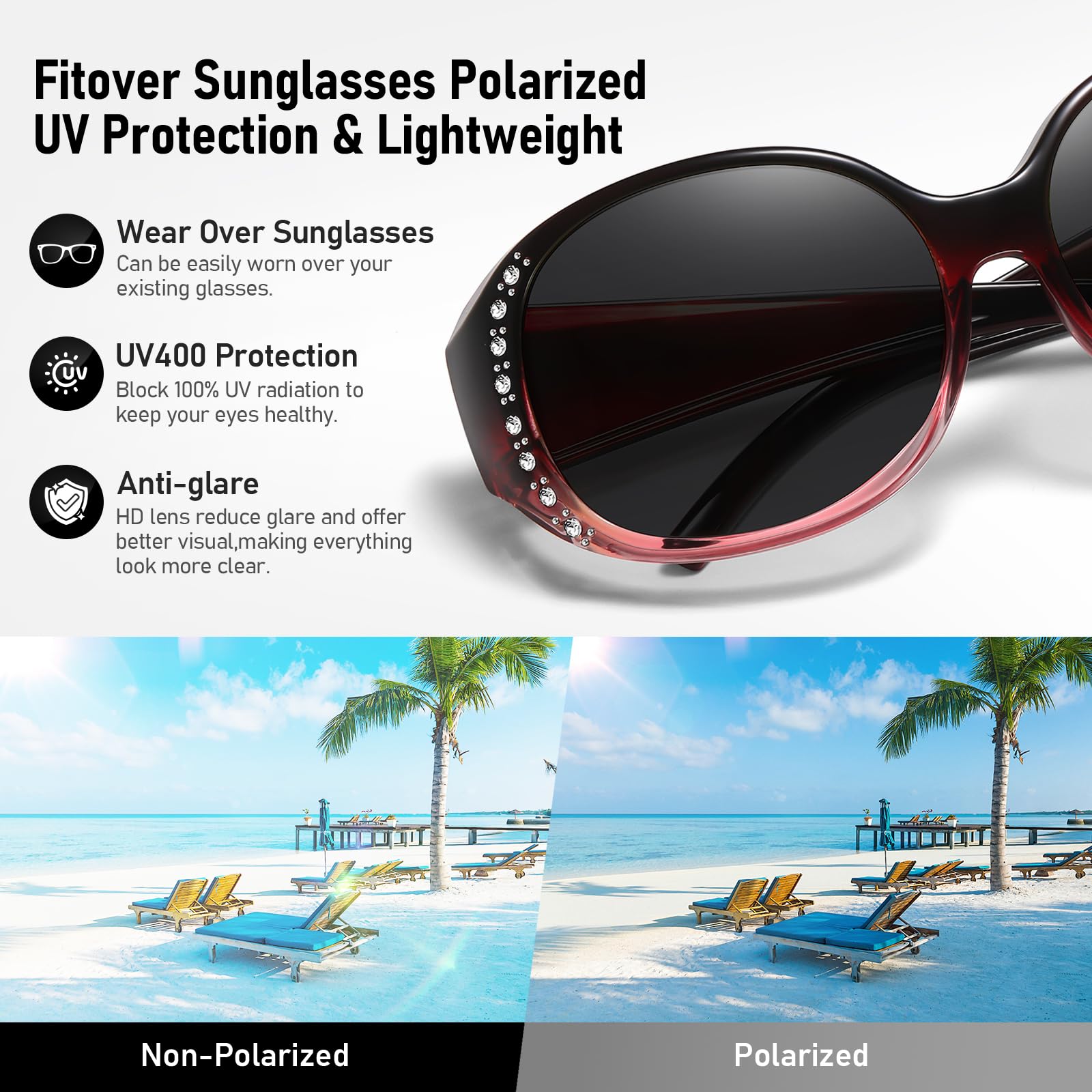 HAOLOTA Rhinestone Fit Over Sunglasses Women SG0108