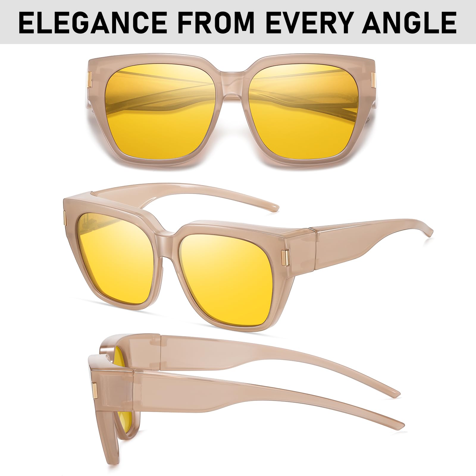 HAOLOTA Square Fit over Night Vision Driving Glasses NV0512