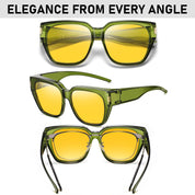 HAOLOTA Square Fit over Night Vision Driving Glasses NV0512