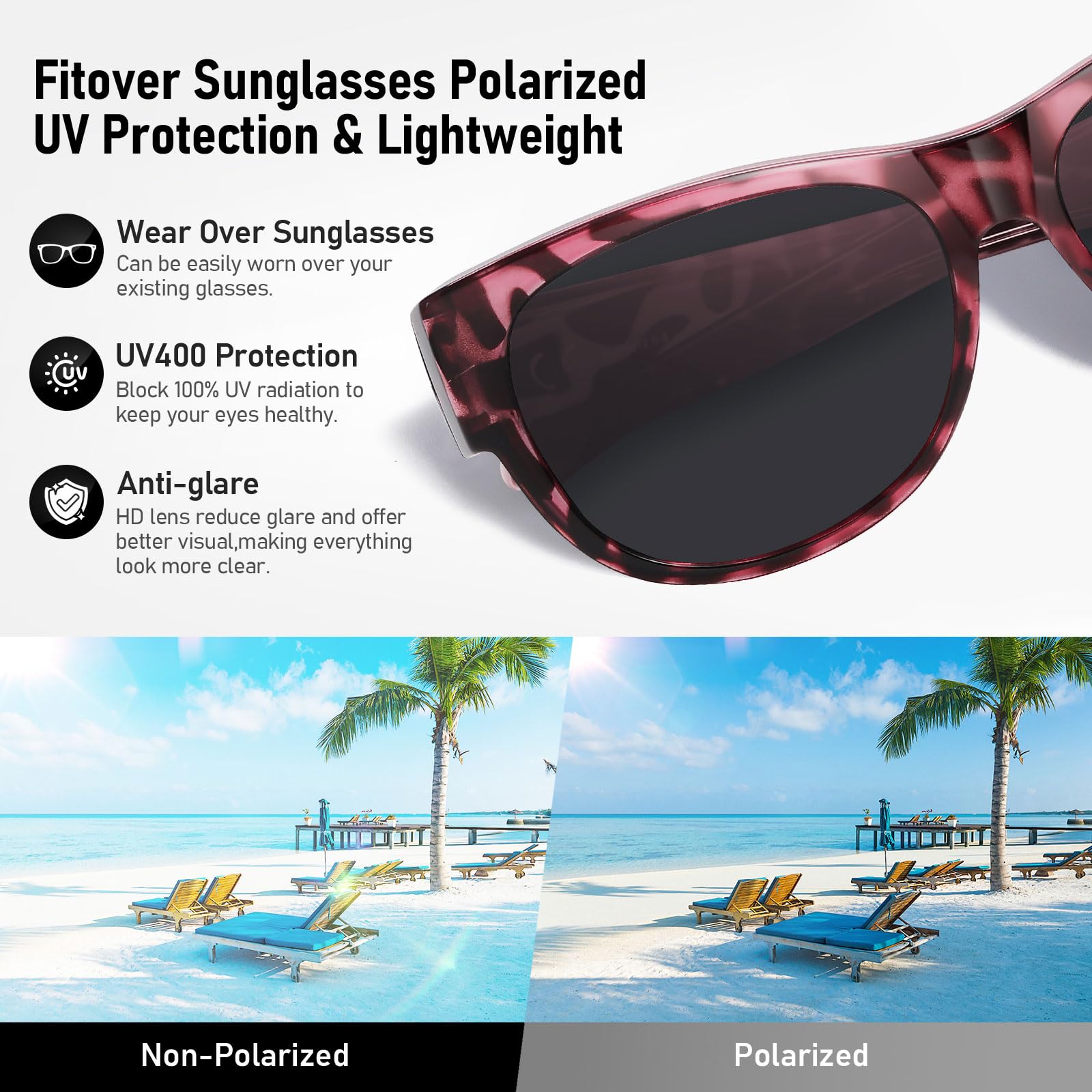 HAOLOTA Cat Eye Sunglasses Over Glasses Women SG0173