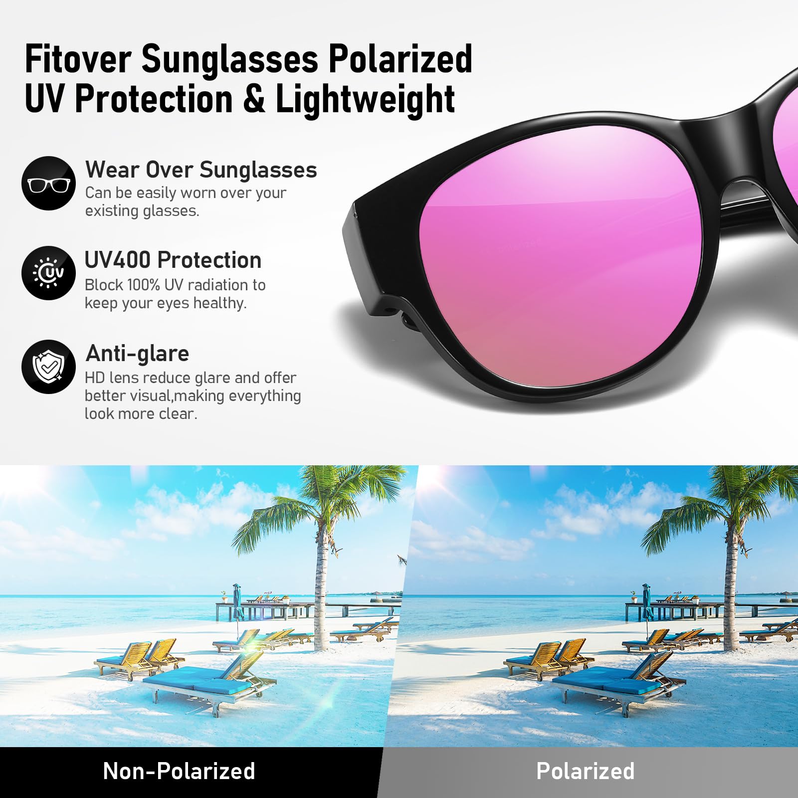 HAOLOTA Cat Eye Sunglasses Over Glasses SG0179