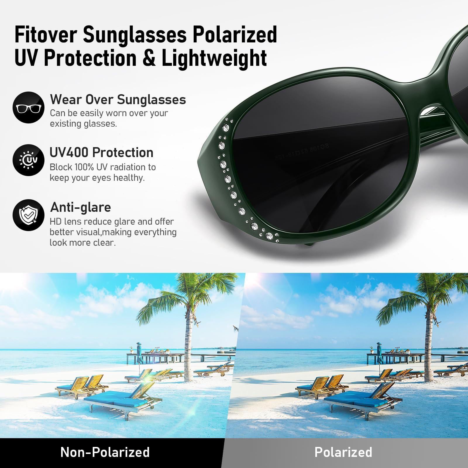 HAOLOTA Rhinestone Fit Over Sunglasses Women SG0108