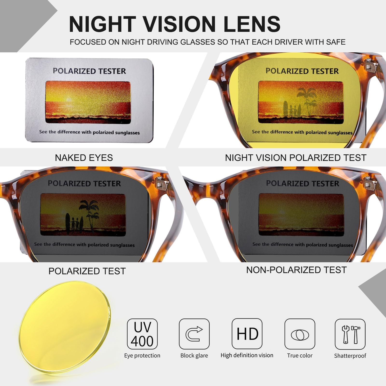 HAOLOTA Anti Glare Night Driving Glasses Women NV8081
