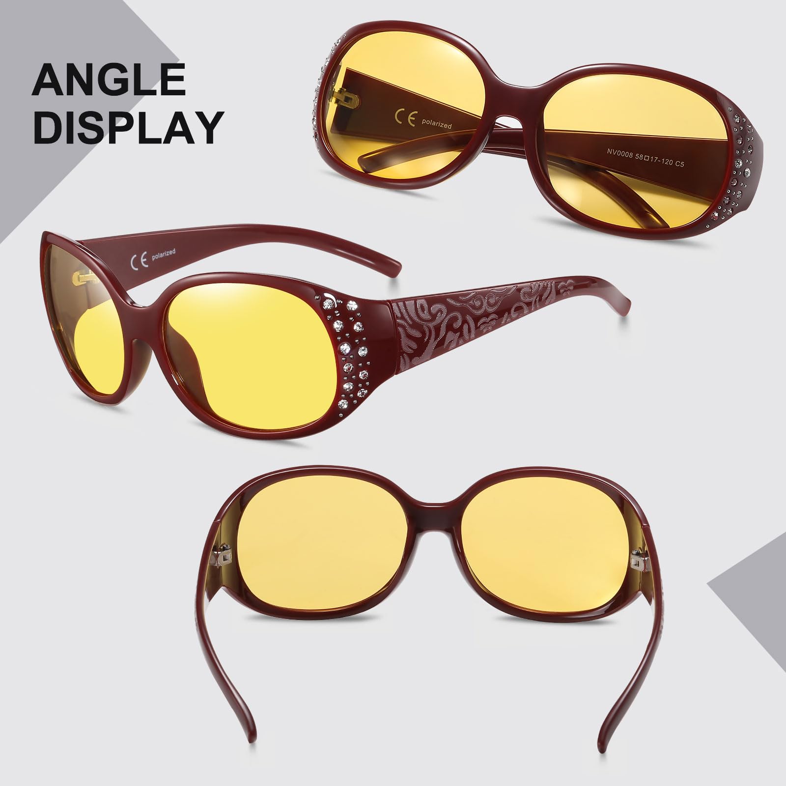 HAOLOTA Rhinestone Night Driving Glasses Women NV0008