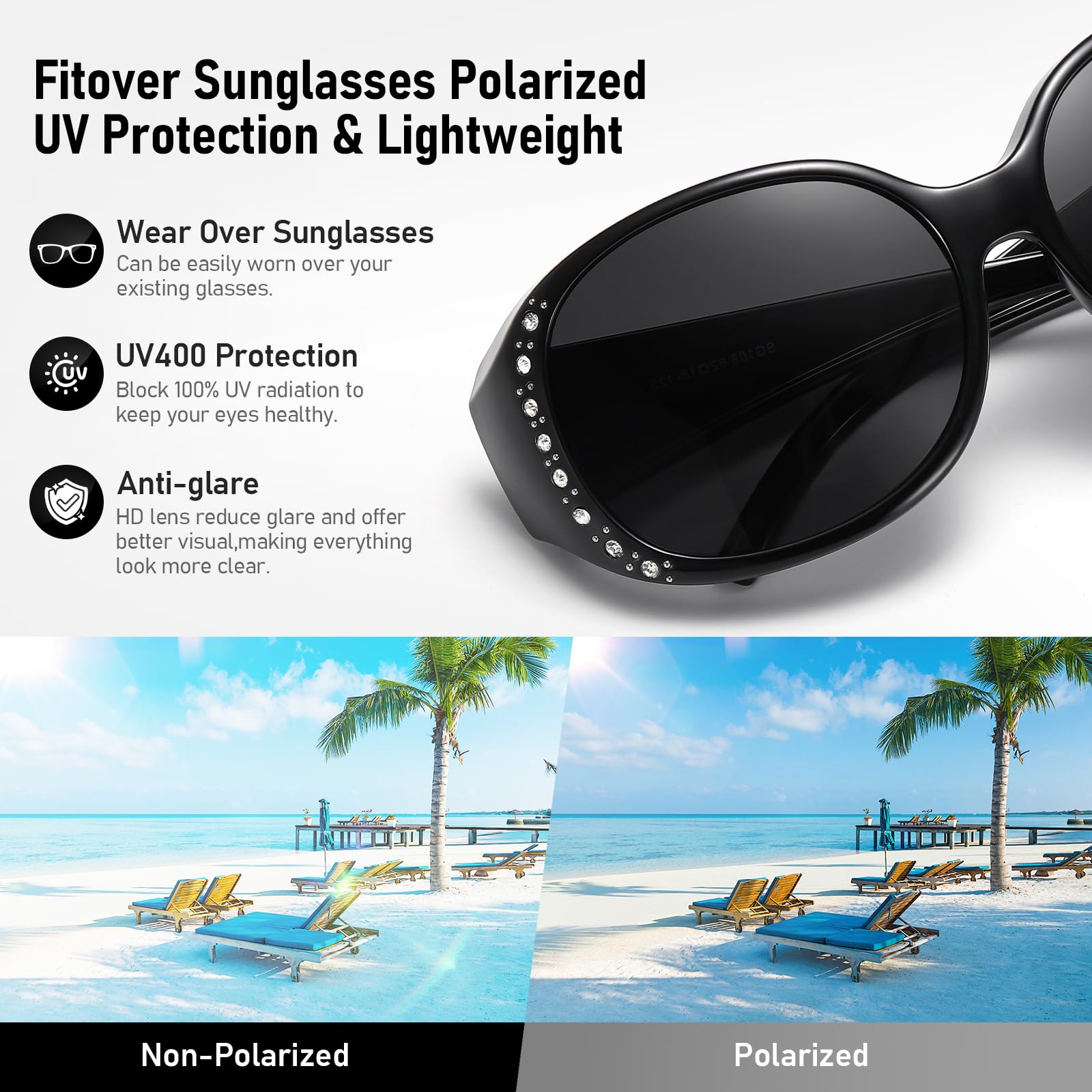 HAOLOTA Rhinestone Fit Over Sunglasses Women SG0108