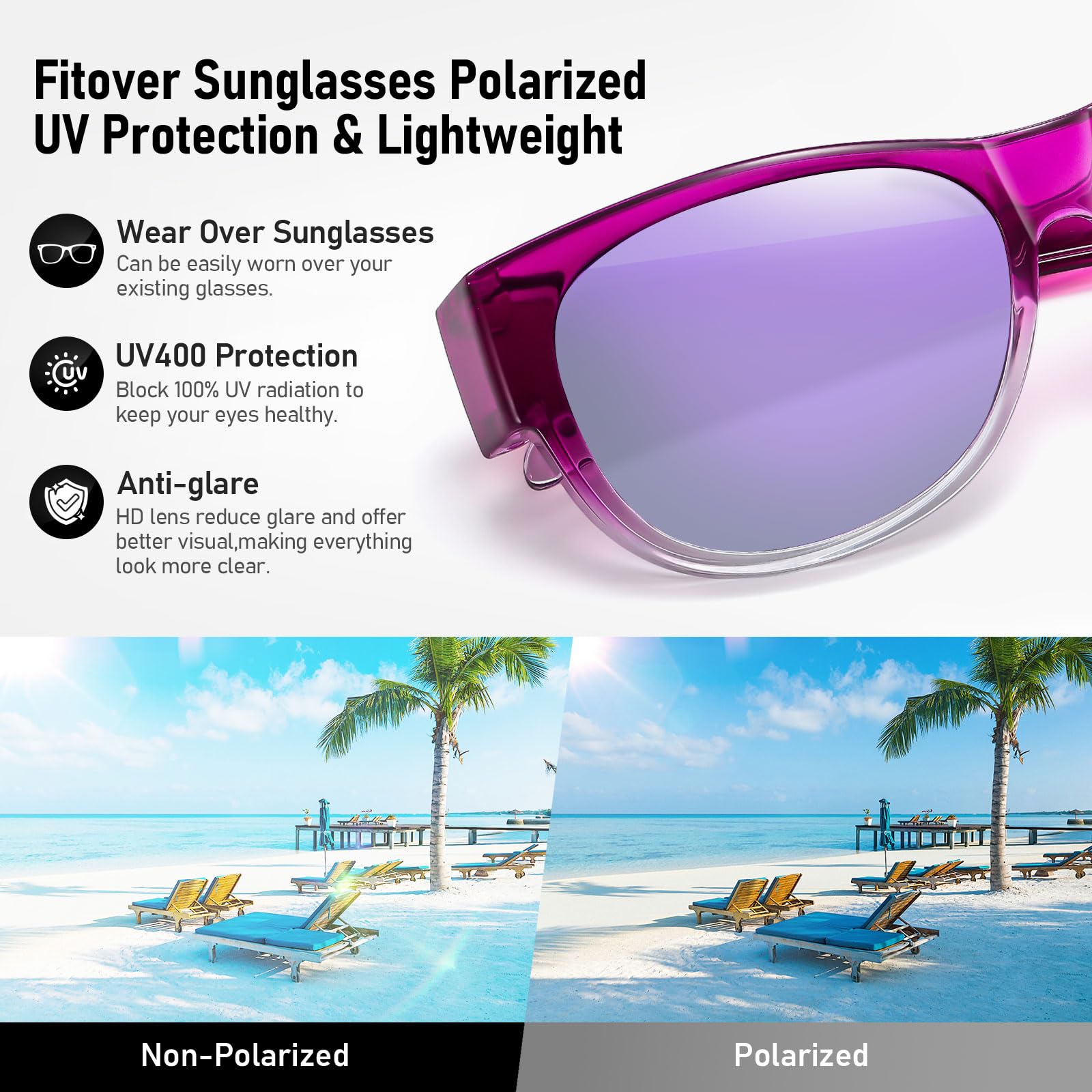 HAOLOTA Cat Eye Sunglasses Over Glasses Women SG0173