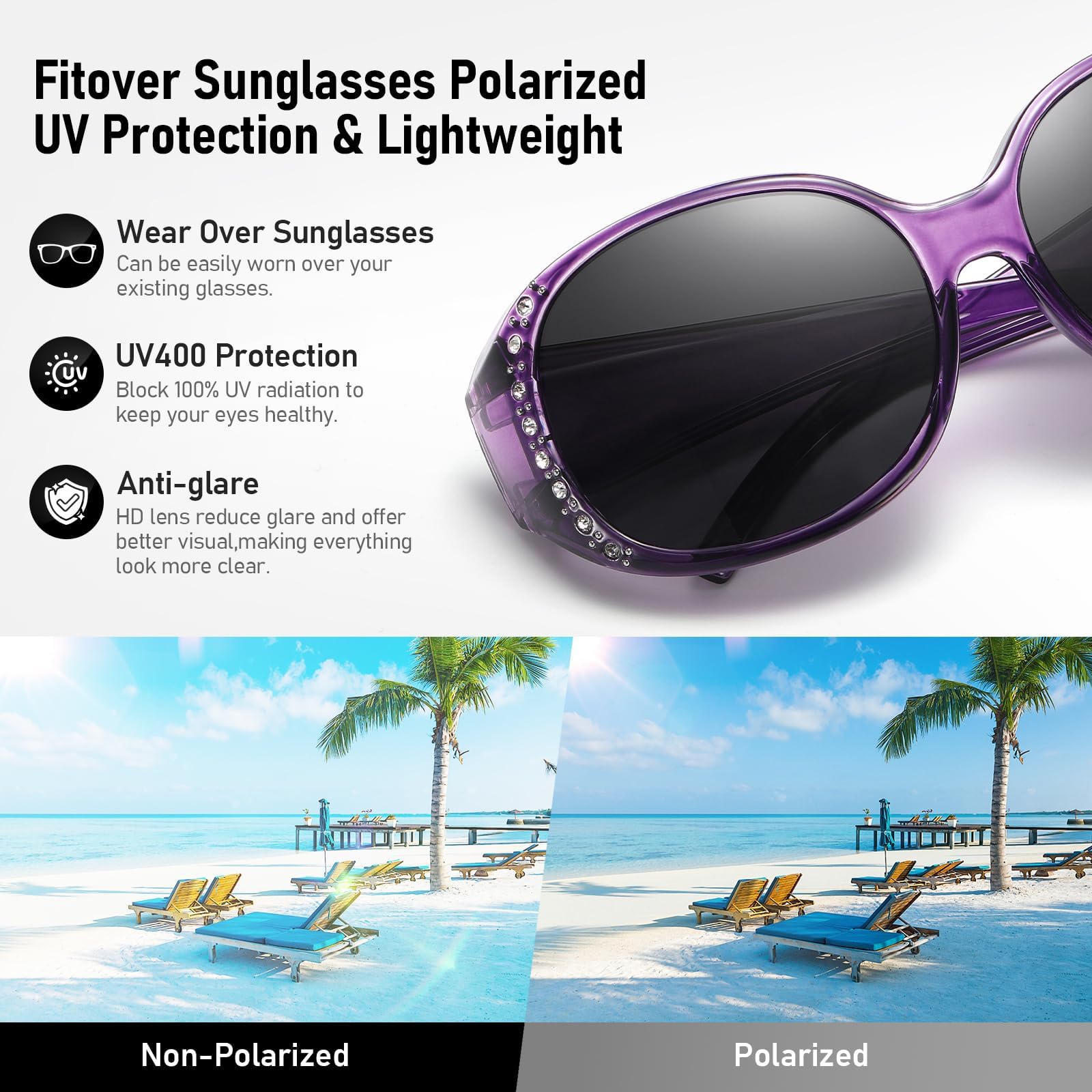 HAOLOTA Rhinestone Fit Over Sunglasses Women SG0108