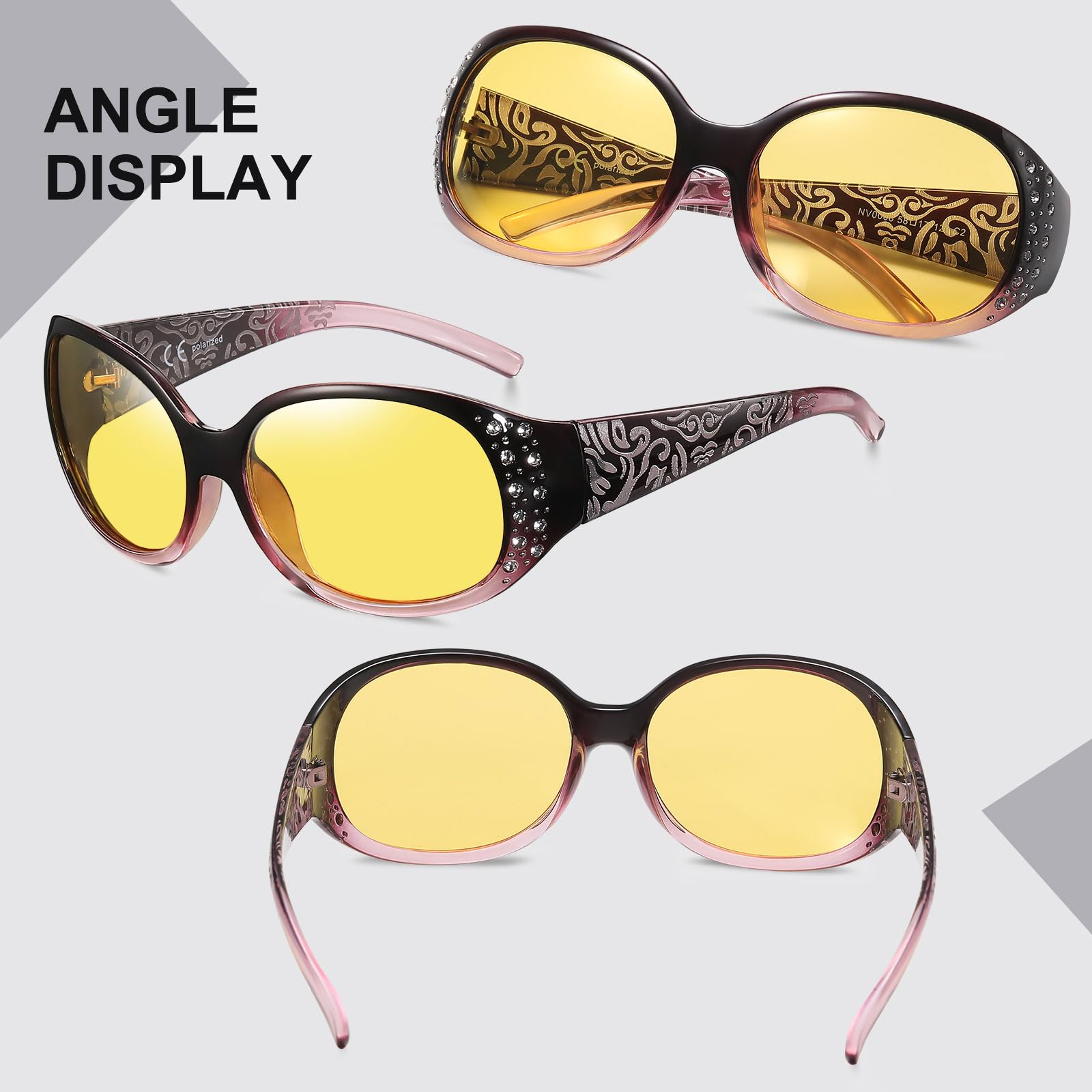 HAOLOTA Rhinestone Night Driving Glasses Women NV0008