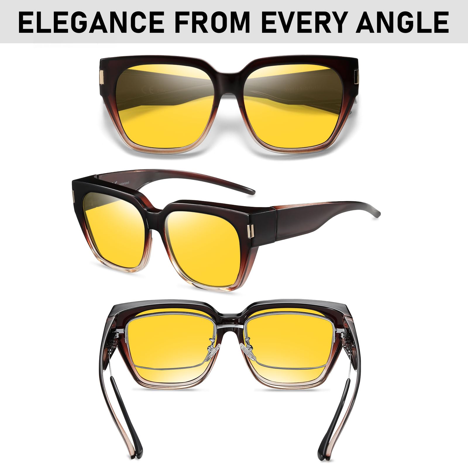 HAOLOTA Square Fit over Night Vision Driving Glasses NV0512
