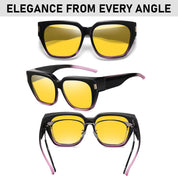 HAOLOTA Square Fit over Night Vision Driving Glasses NV0512