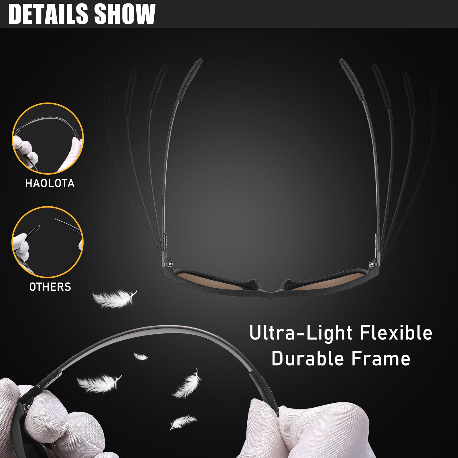 HAOLOTA Ultralight Carbon Fiber Sunglasses Men SG8001