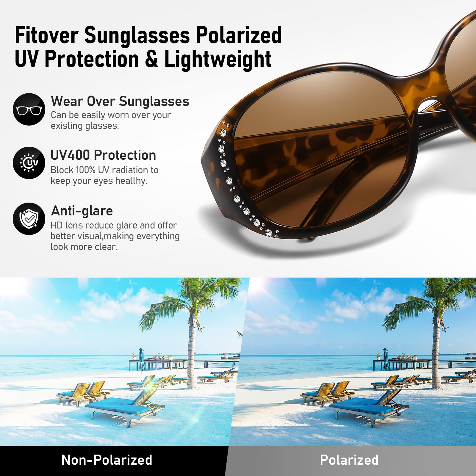 HAOLOTA Rhinestone Fit Over Sunglasses Women SG0108