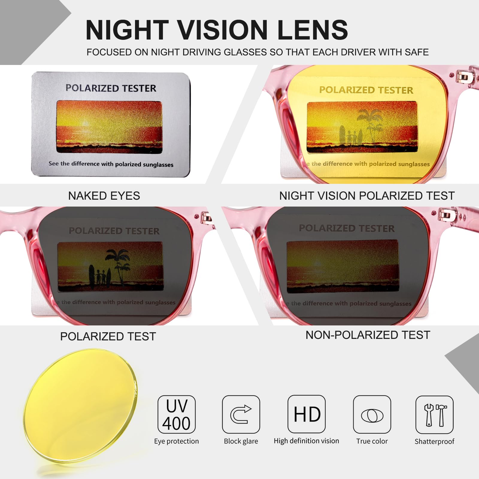 HAOLOTA Anti Glare Night Driving Glasses Women NV8081