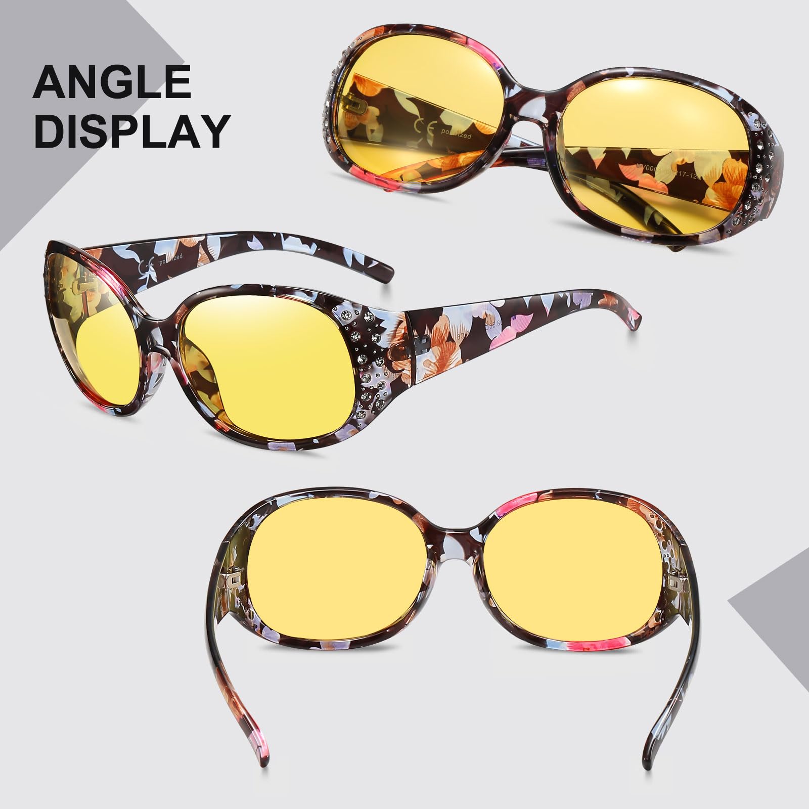 HAOLOTA Rhinestone Night Driving Glasses Women NV0008