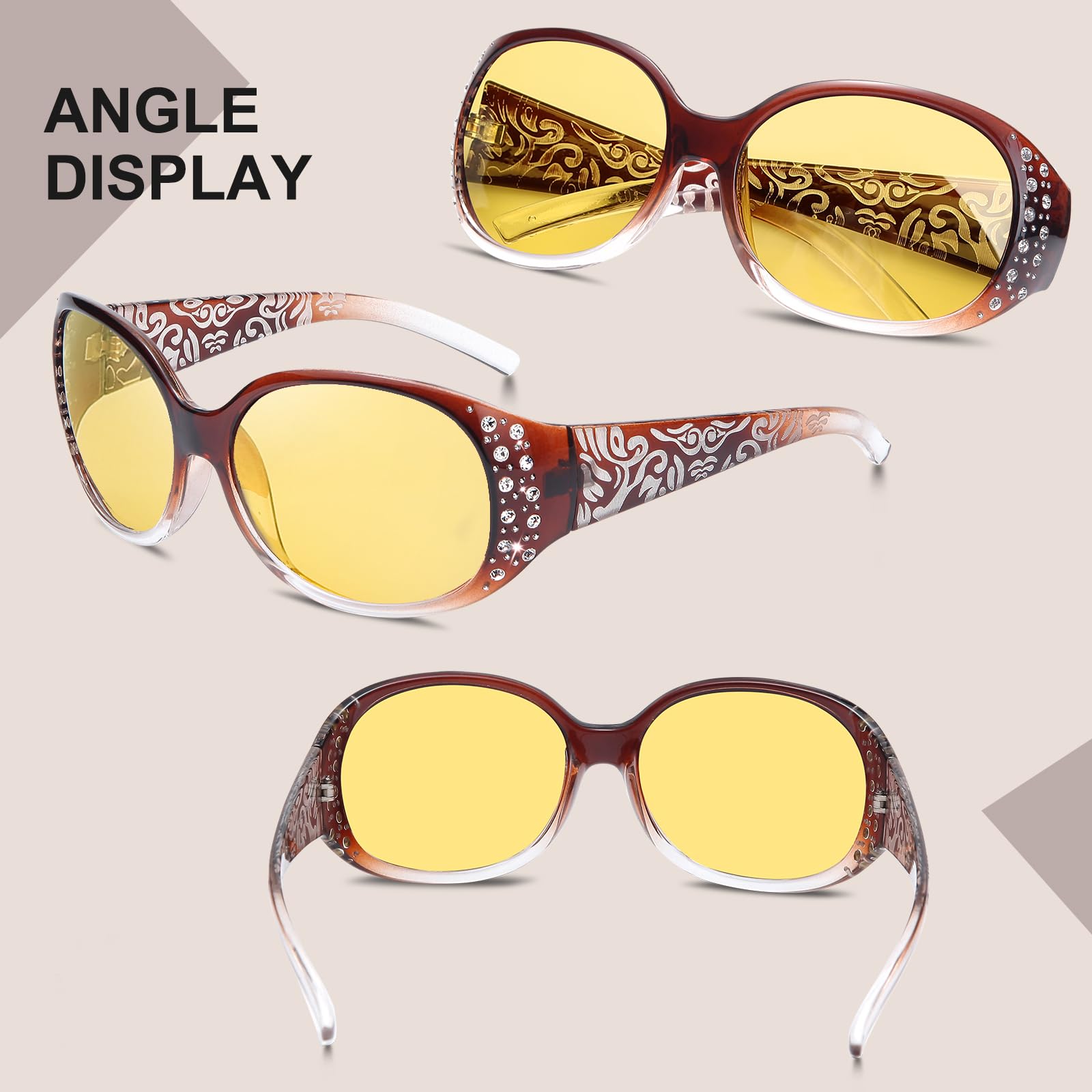 HAOLOTA Rhinestone Night Driving Glasses Women NV0008