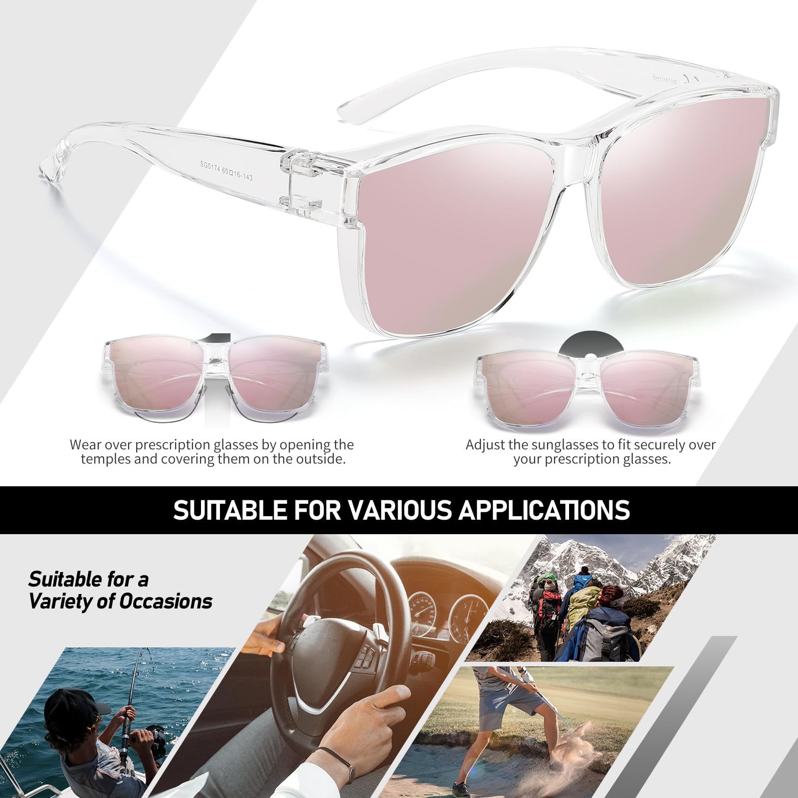 HAOLOTA Square Shades Fit-Over Sunglasses Men SG0174M