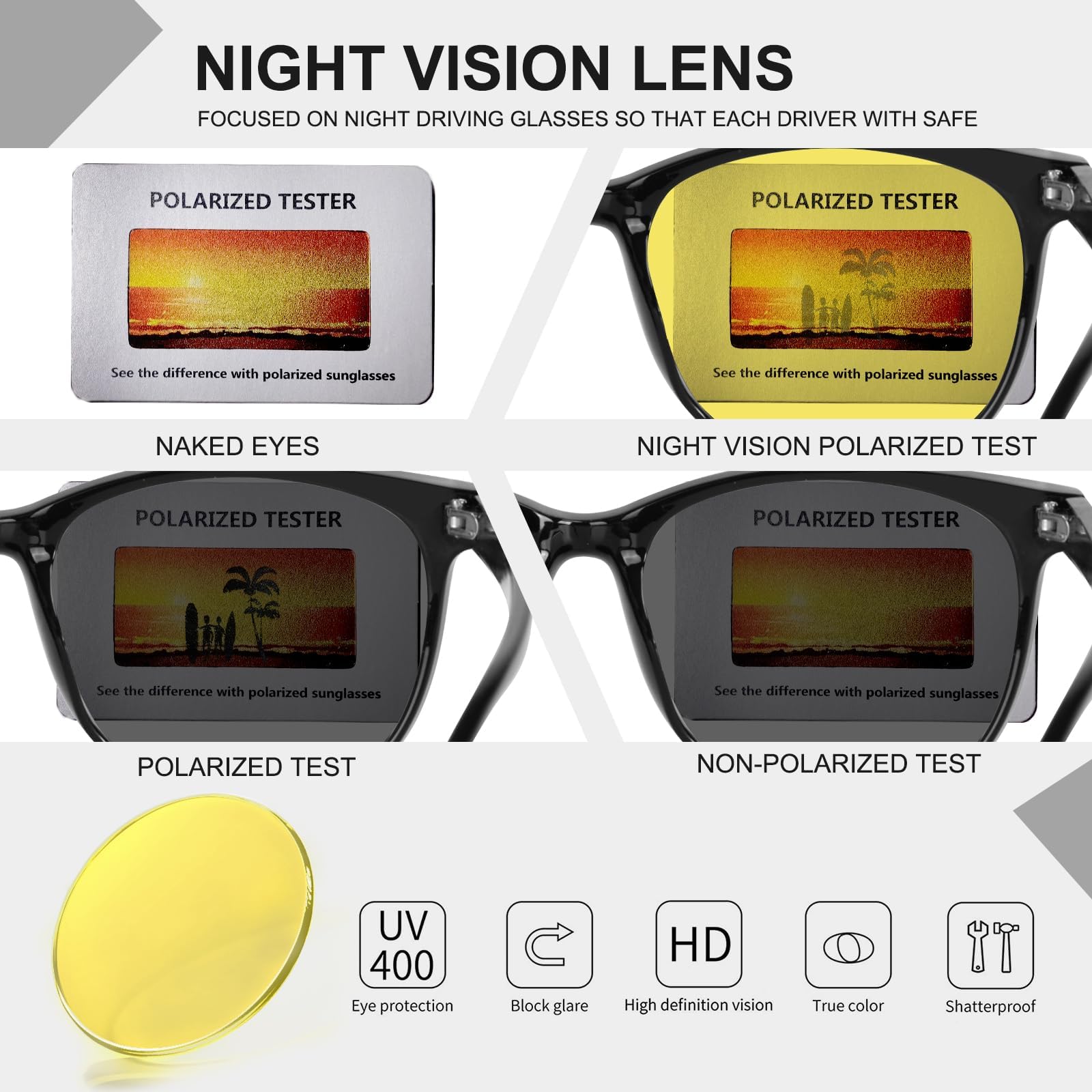 HAOLOTA Anti Glare Night Driving Glasses Women NV8081