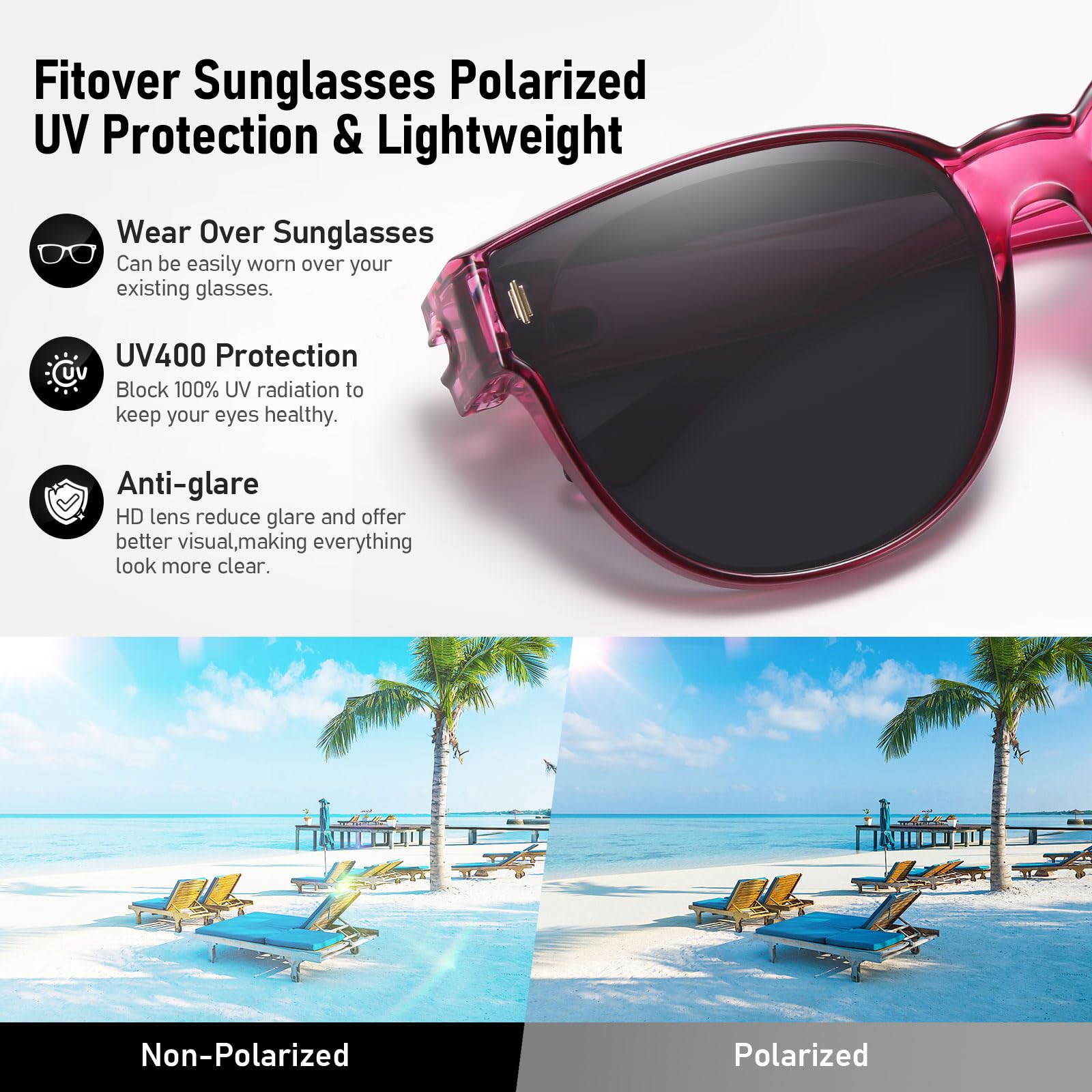 HAOLOTA Cat Eye Sunglasses Over Glasses Women SG0189
