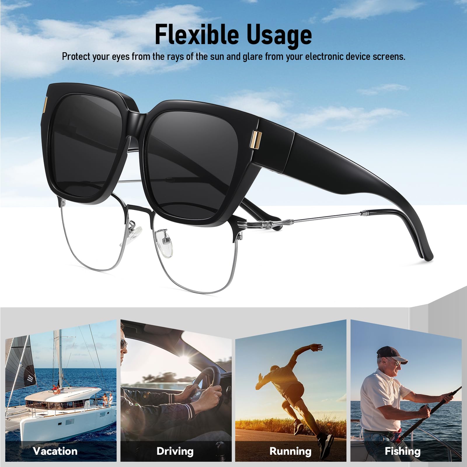 HAOLOTA Square Shapes Fit-Over Sunglasses SG0512