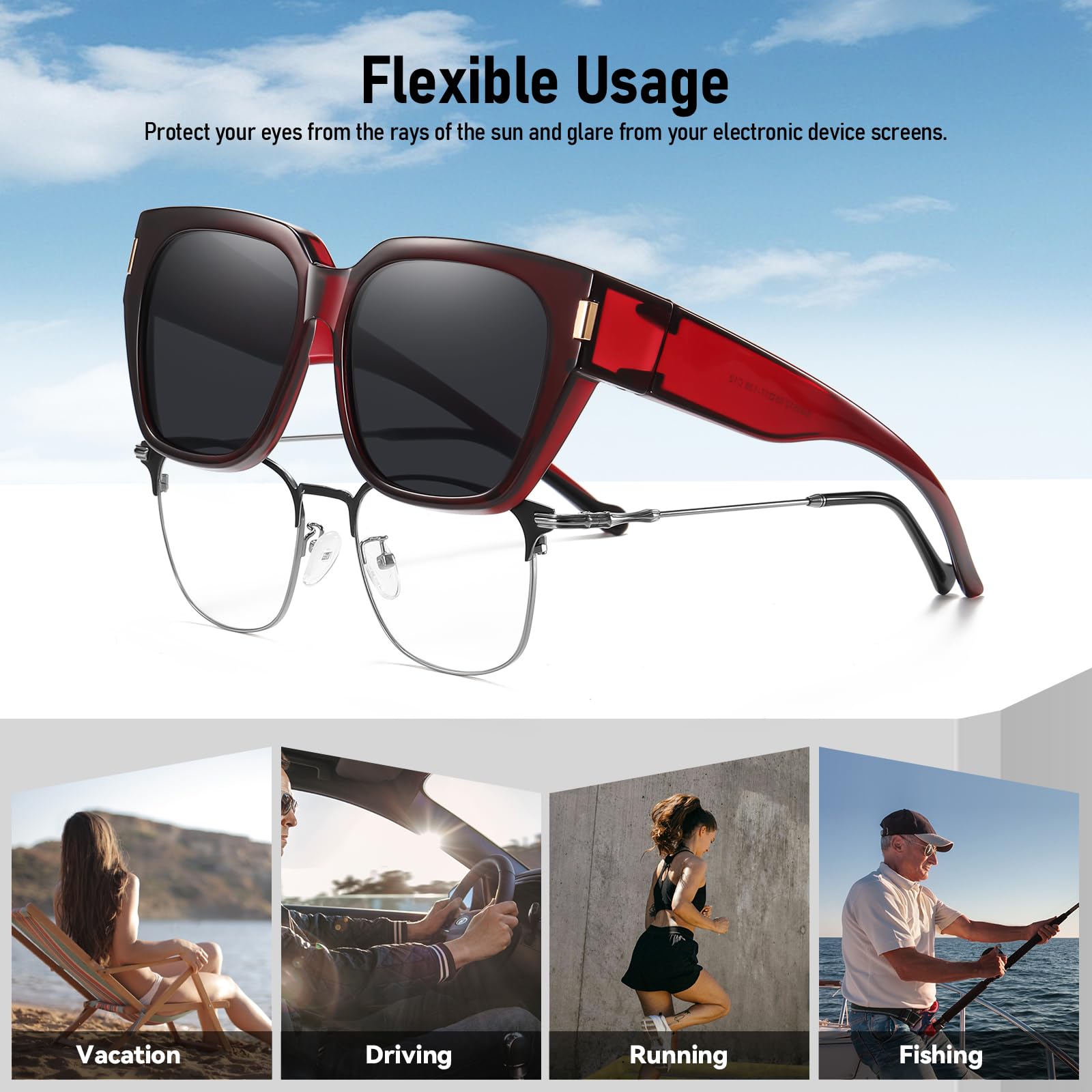 HAOLOTA Square Shapes Fit-Over Sunglasses SG0512