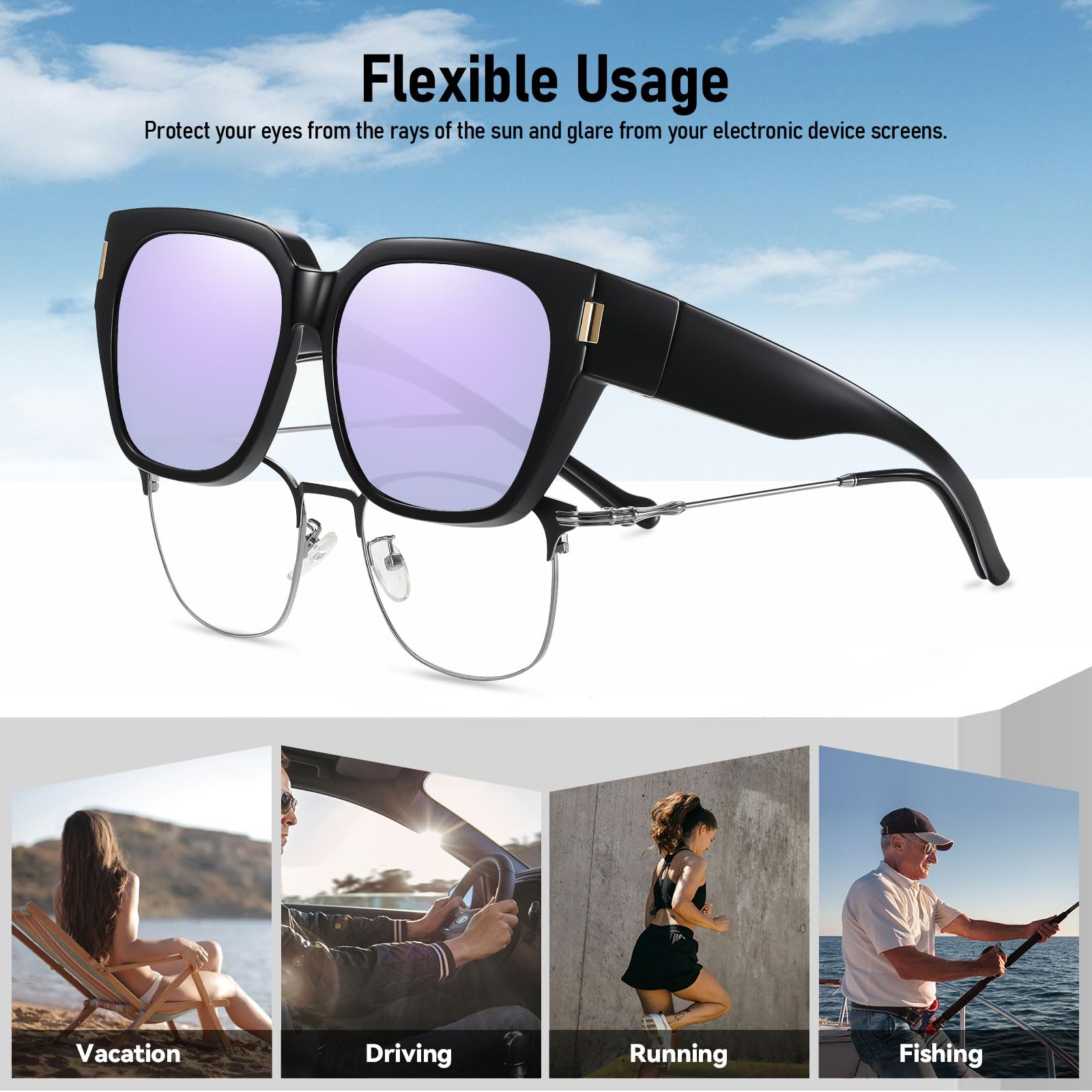 HAOLOTA Square Shapes Fit-Over Sunglasses SG0512