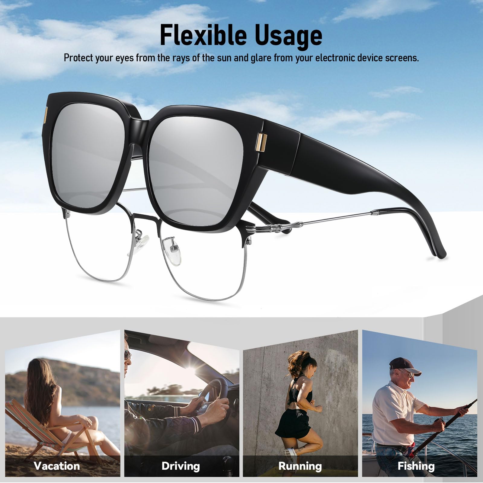 HAOLOTA Square Shapes Fit-Over Sunglasses SG0512
