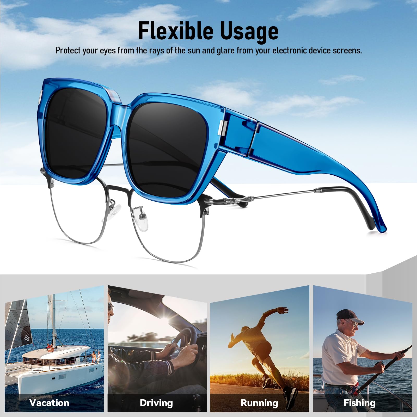 HAOLOTA Square Shapes Fit-Over Sunglasses SG0512