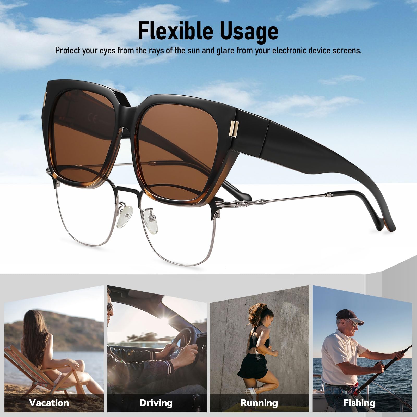 HAOLOTA Square Shapes Fit-Over Sunglasses SG0512