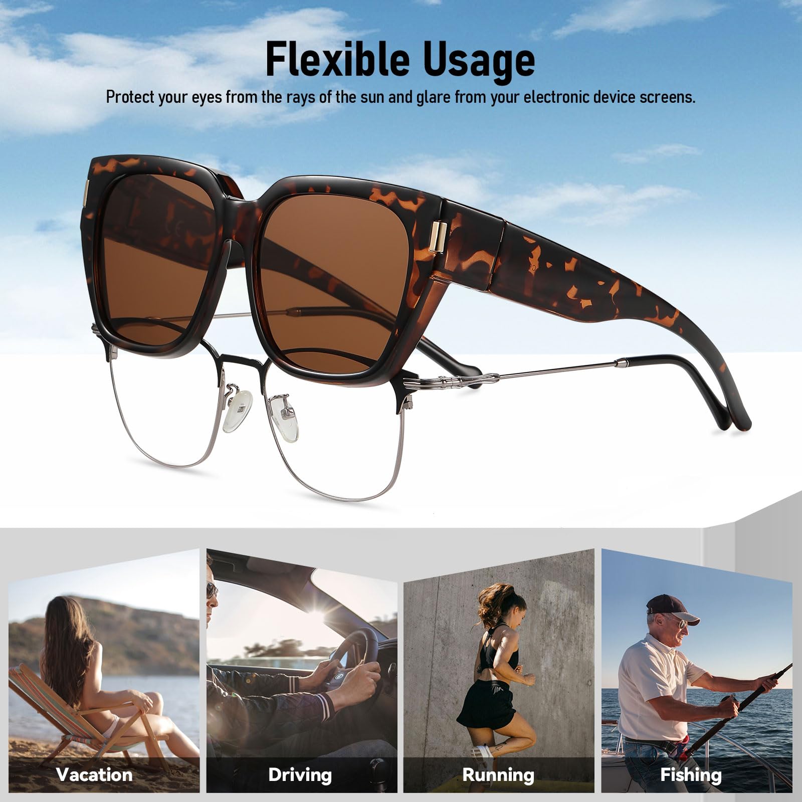 HAOLOTA Square Shapes Fit-Over Sunglasses SG0512